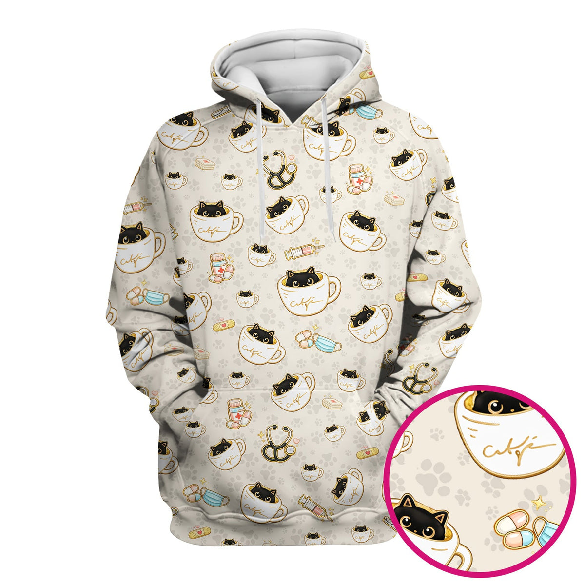 Coffee Cat Nurse Scrub Top