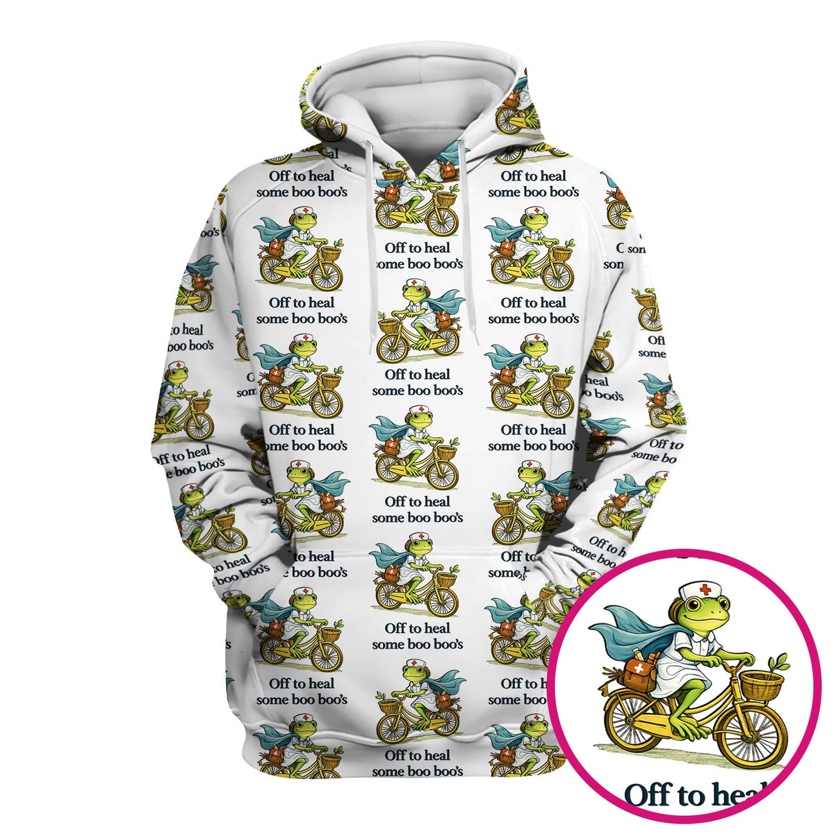 Frog Cycling Nurse Scrub Top
