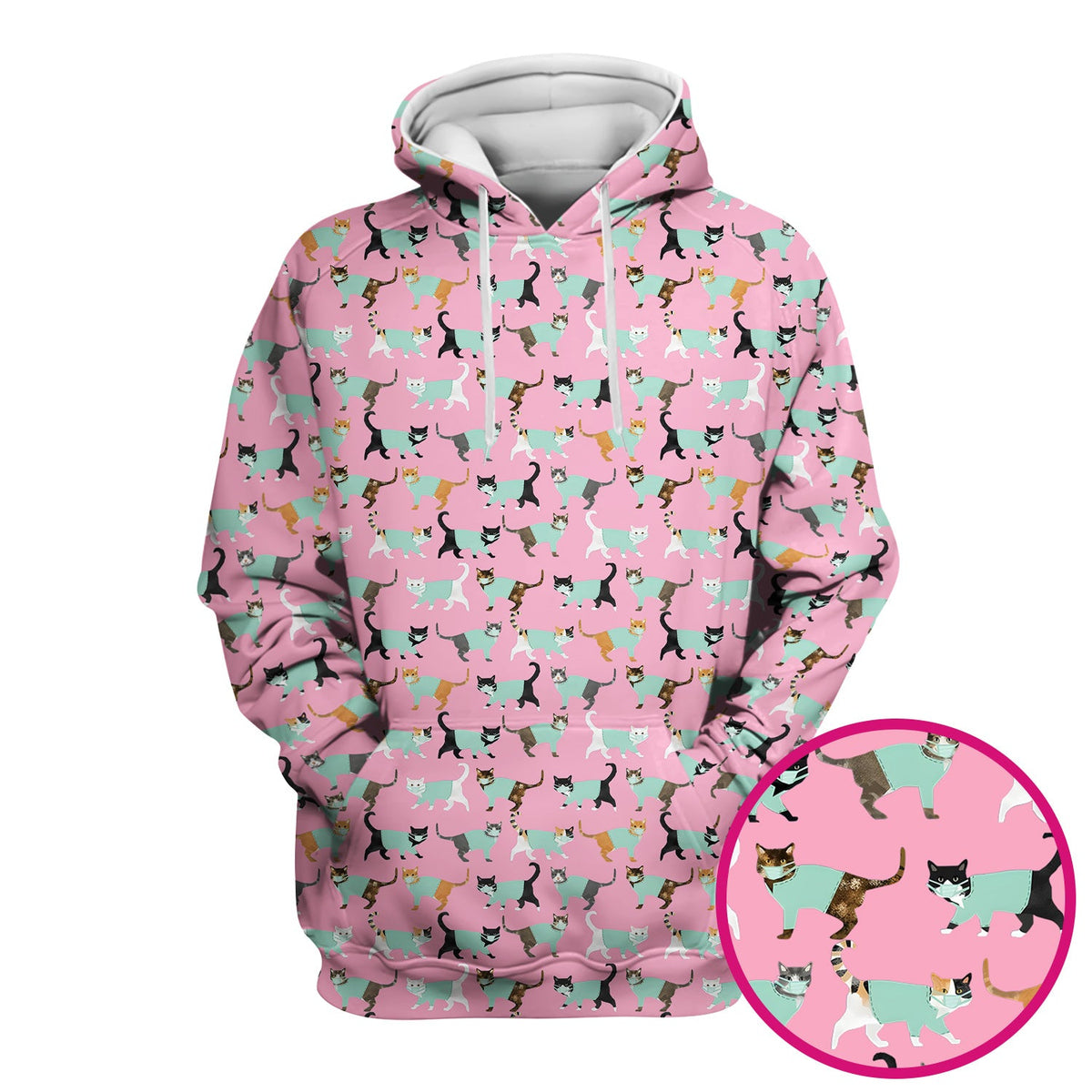 Playful Cat Nurse All Over Print Scrub Top, Comfortable Scrubs for Nurses