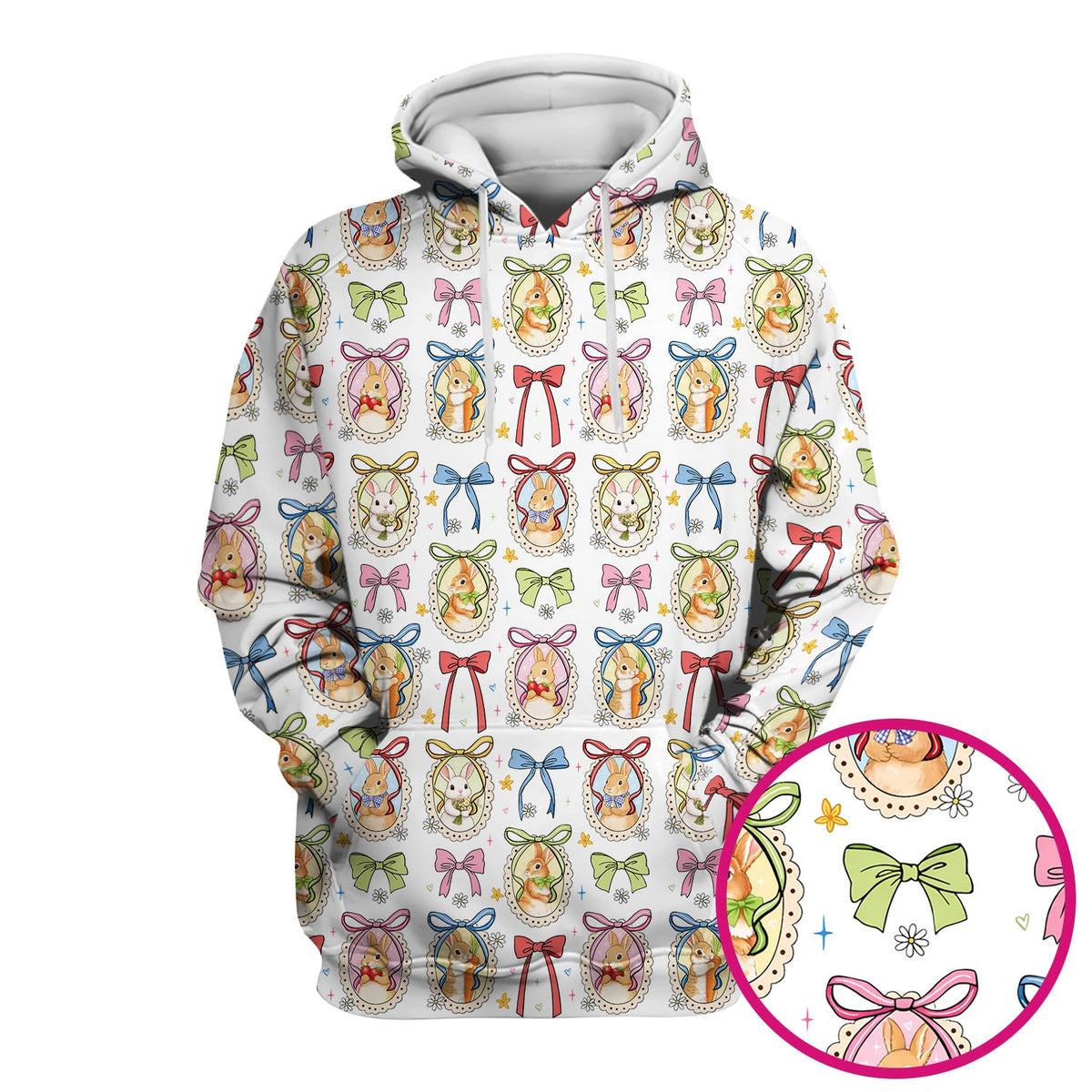 Bunny Cameo Bow Nurse Scrub Top - Easter Gift