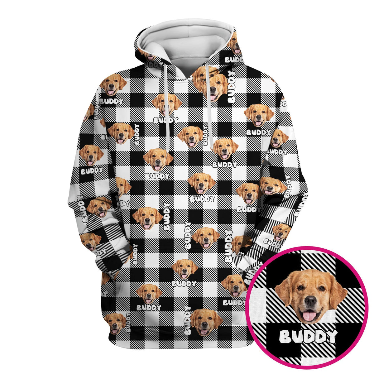 Custom Dog Face Scrub Top, Personalized Pet Photo Checkered Pattern Shirt, Custom Name Vet Tech Gift For Nursing