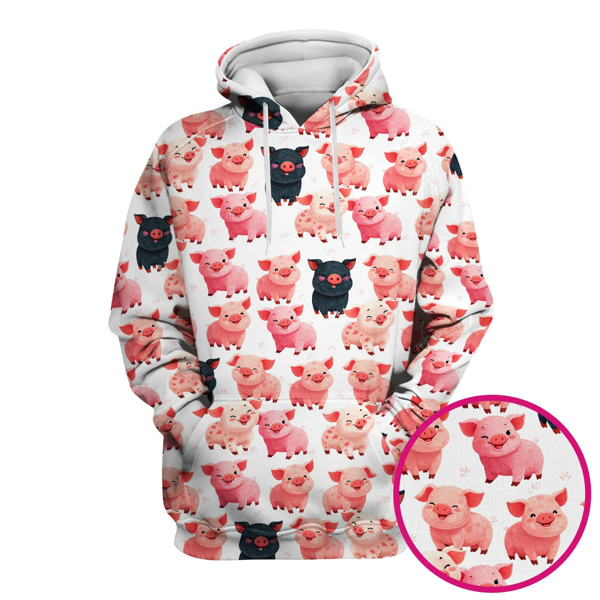 Funny Farm Pig Cartoon Pattern Scrub Top, Comfortable Scrubs for Nurses