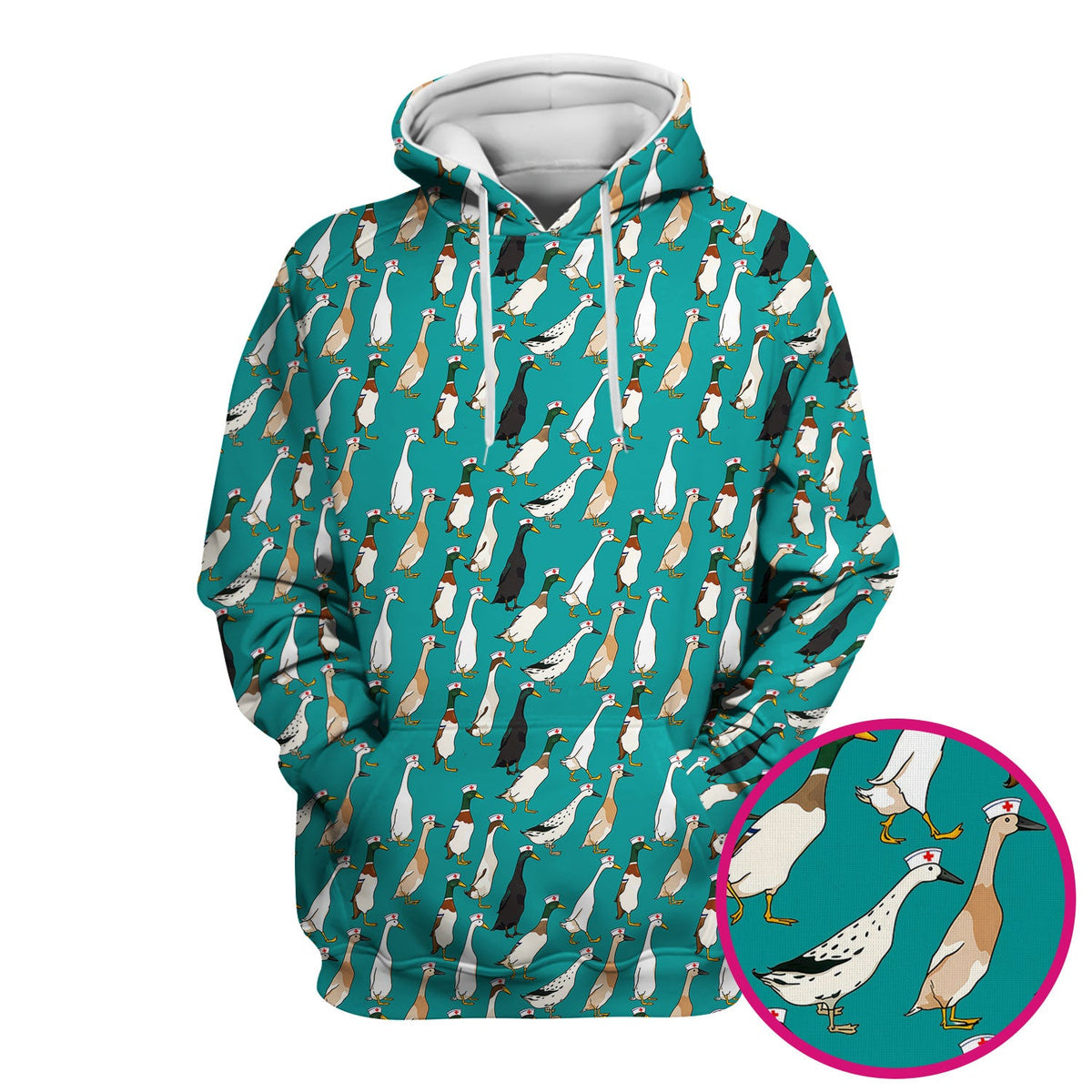Duck Pattern Nurse Scrub Top