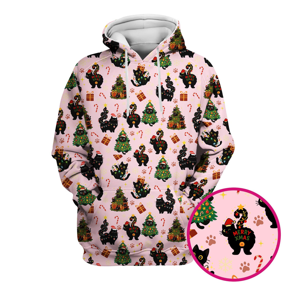 Christmas Cat Nurse Scrub Top - Funny Black Cat Print Medical Shirt for Women & Men - Cute Holiday Scrubs Gift for RN CNA Doctor