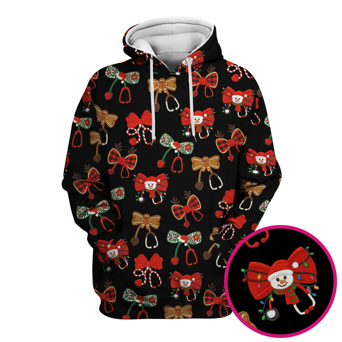 Christmas Stethoscope Bow Nurse Scrub Top