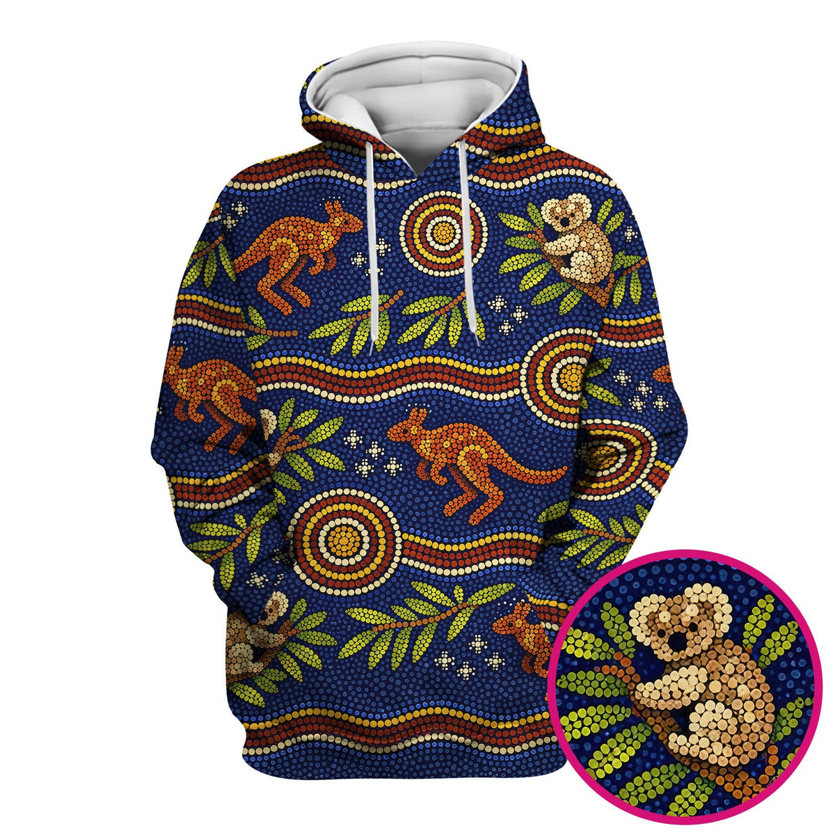 Australian Aboriginal Dot Art Kangaroo Koala Nurse Scrub Top