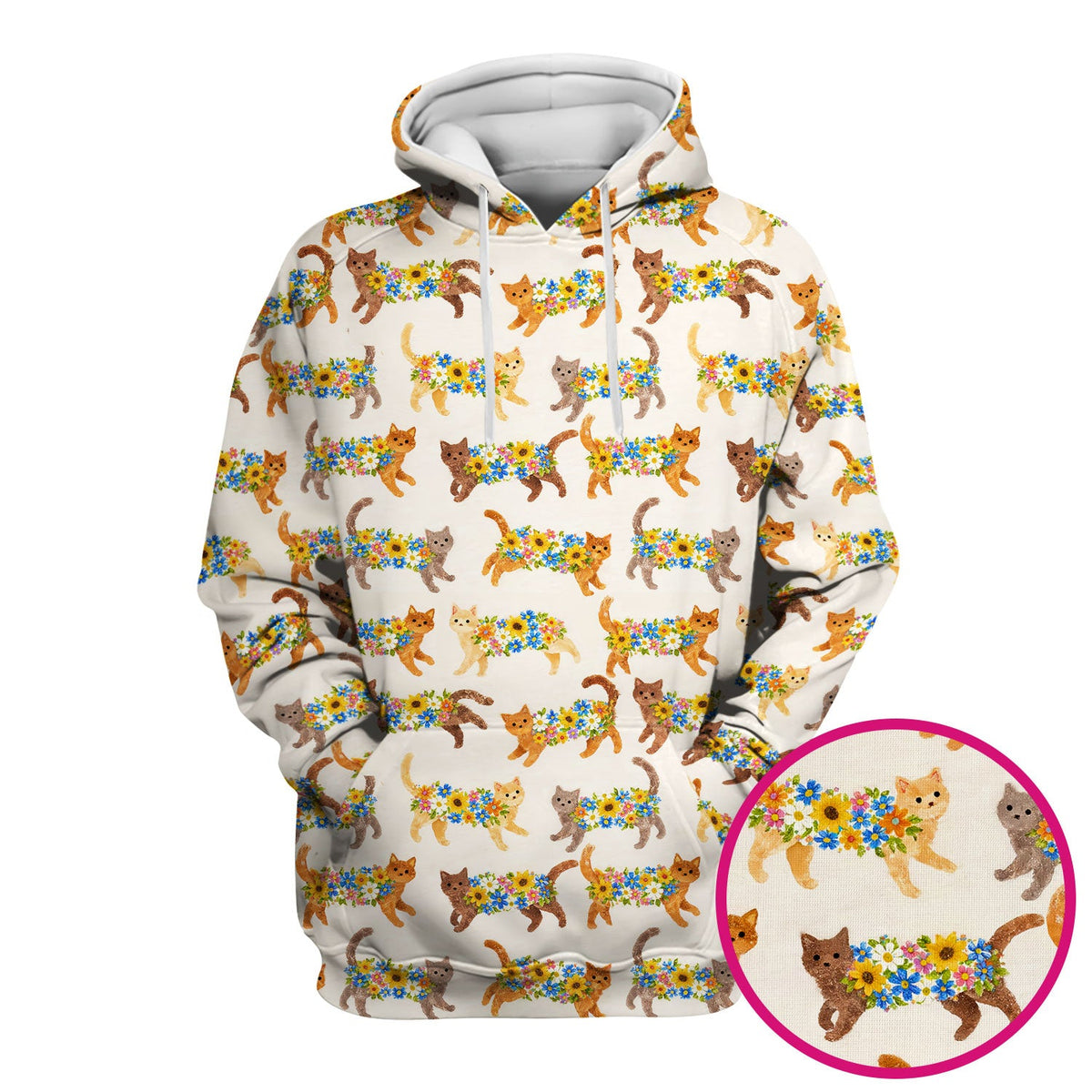 Flower Filled Cat Nurse Scrub Top