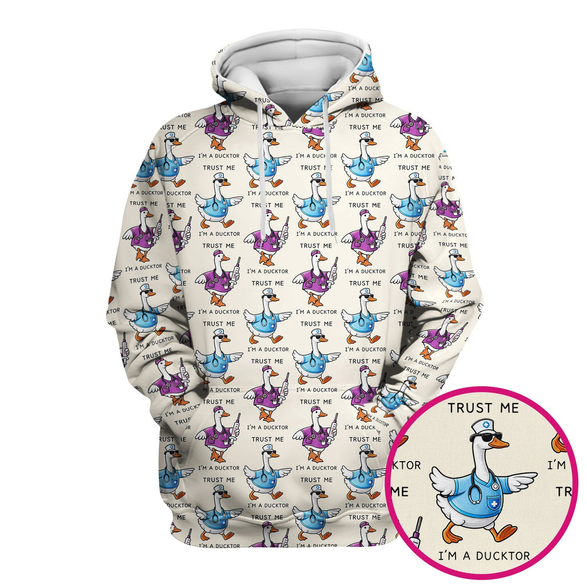 Duck Cartoon Nurse Scrub Top