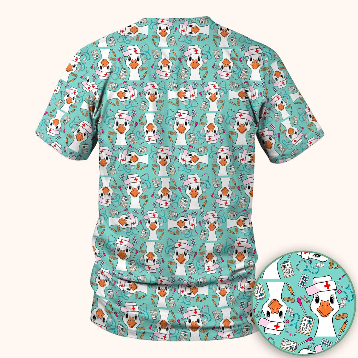 Duck Wearing Hat With Medical Tools Nurse Scrub Top