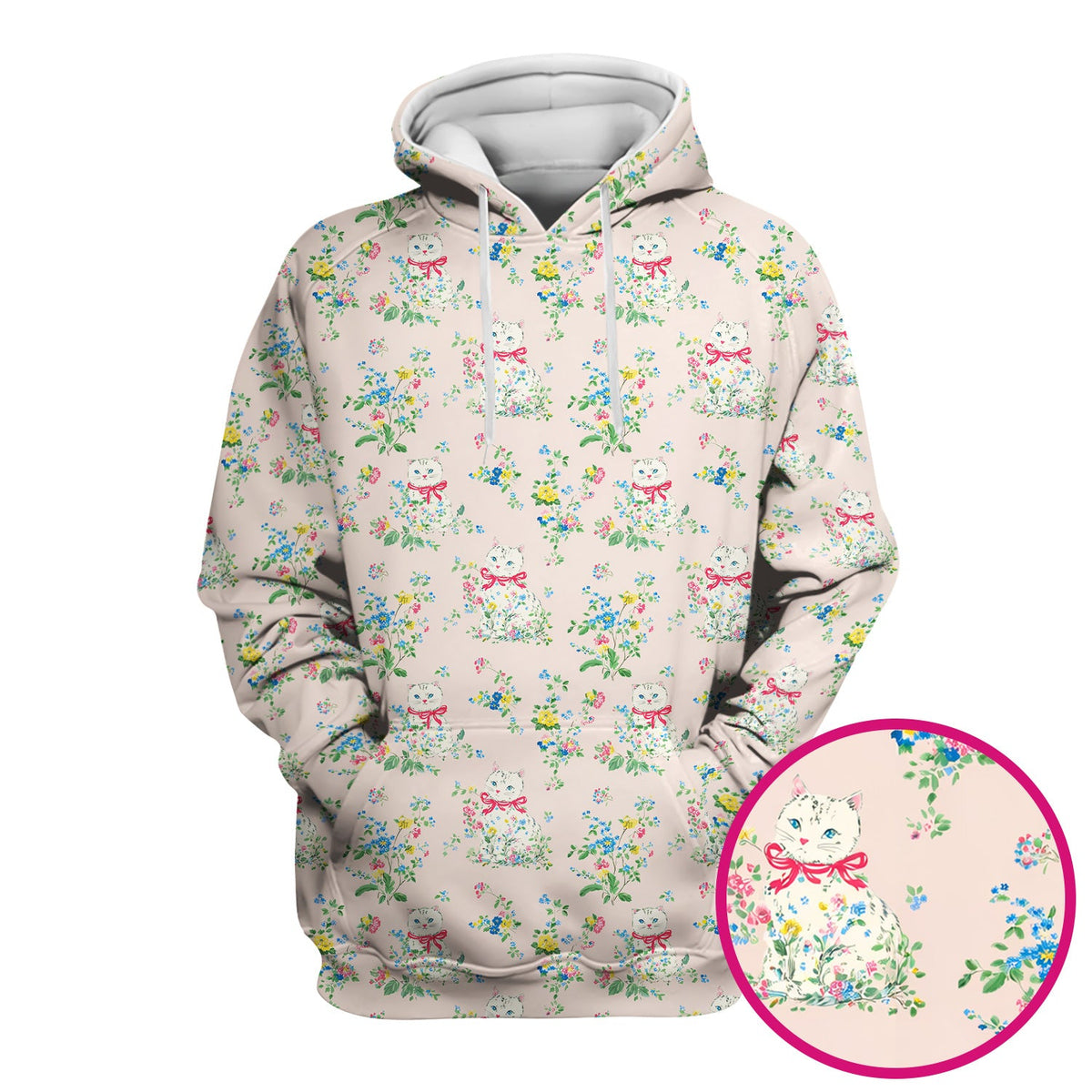 Vintage Floral Cat Nurse Scrub Top