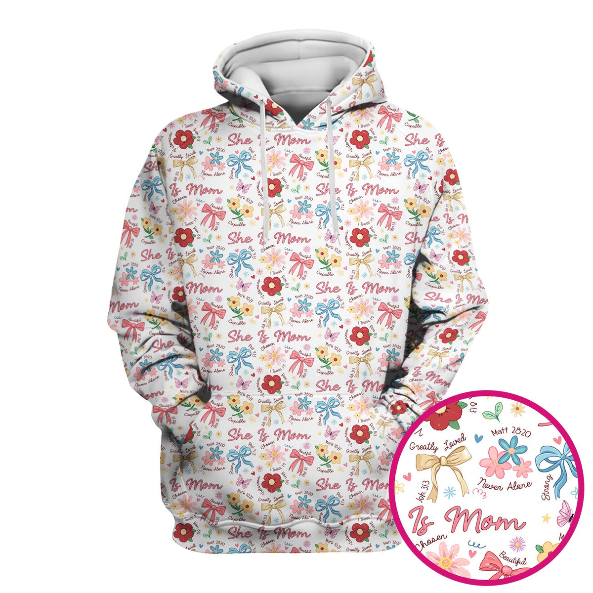 She Is Mom Floral Bow Nurse Scrub Top