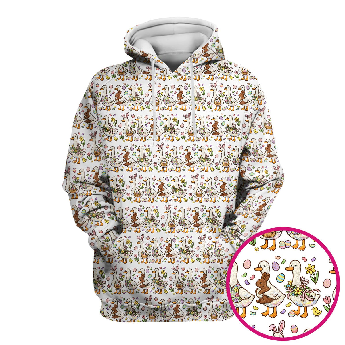 Duck Bunny Egg Floral Nurse Scrub Top - Easter Gift