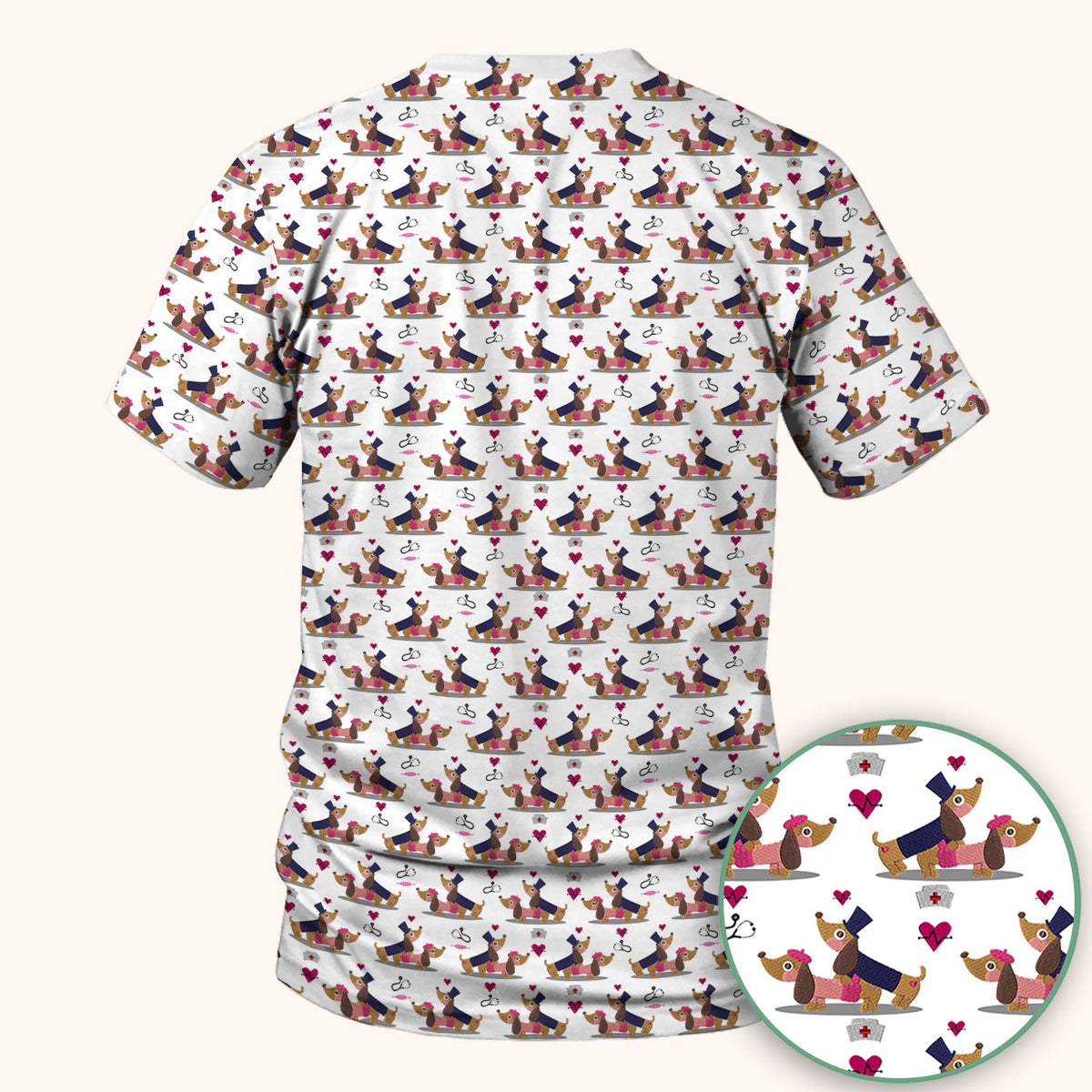 Dachshund Nurse Scrub Top - Valentines Day Gift