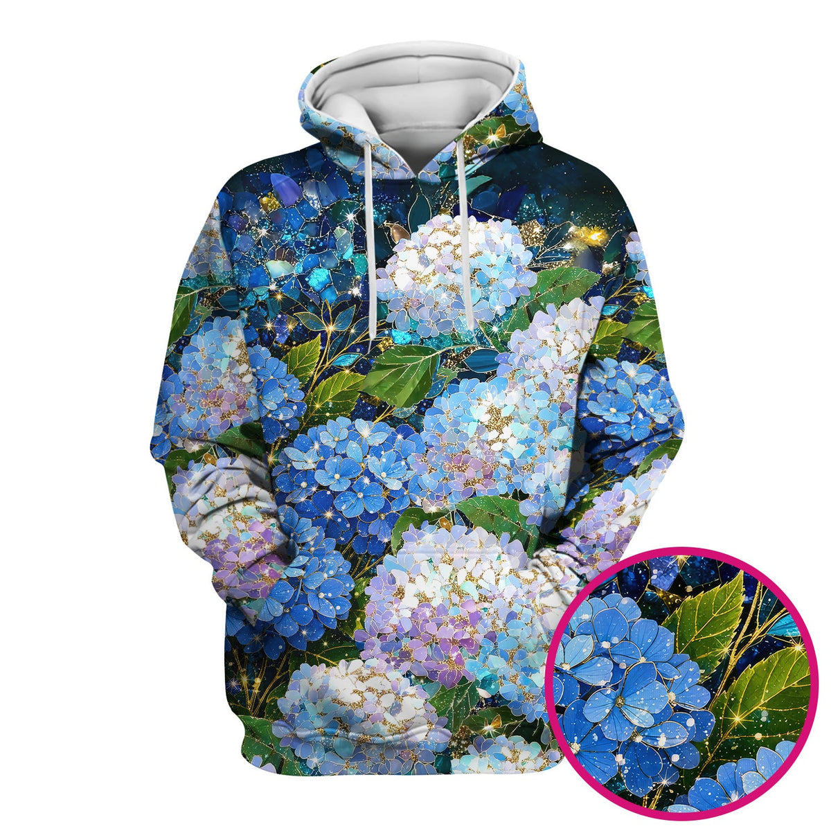 Blue Hydrangea Floral Nurse Scrub Top