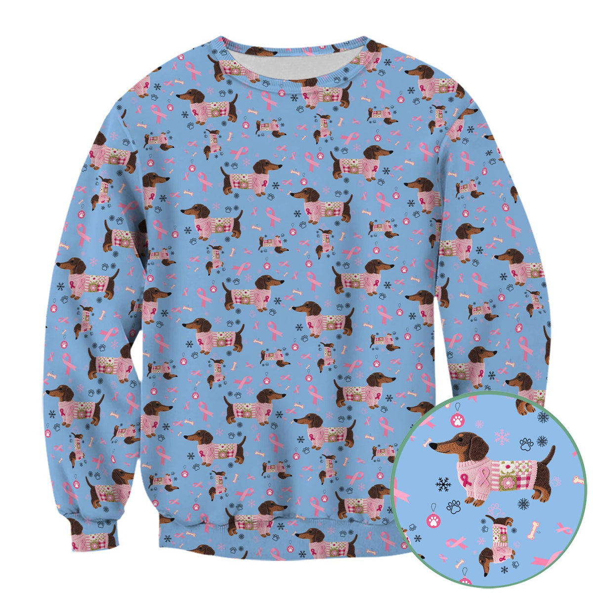 Pink Ribbon Dachshund Nurse Scrub Top
