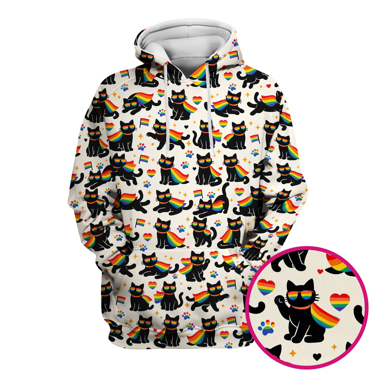 Rainbow Black Cat Pride Nurse Scrub Top