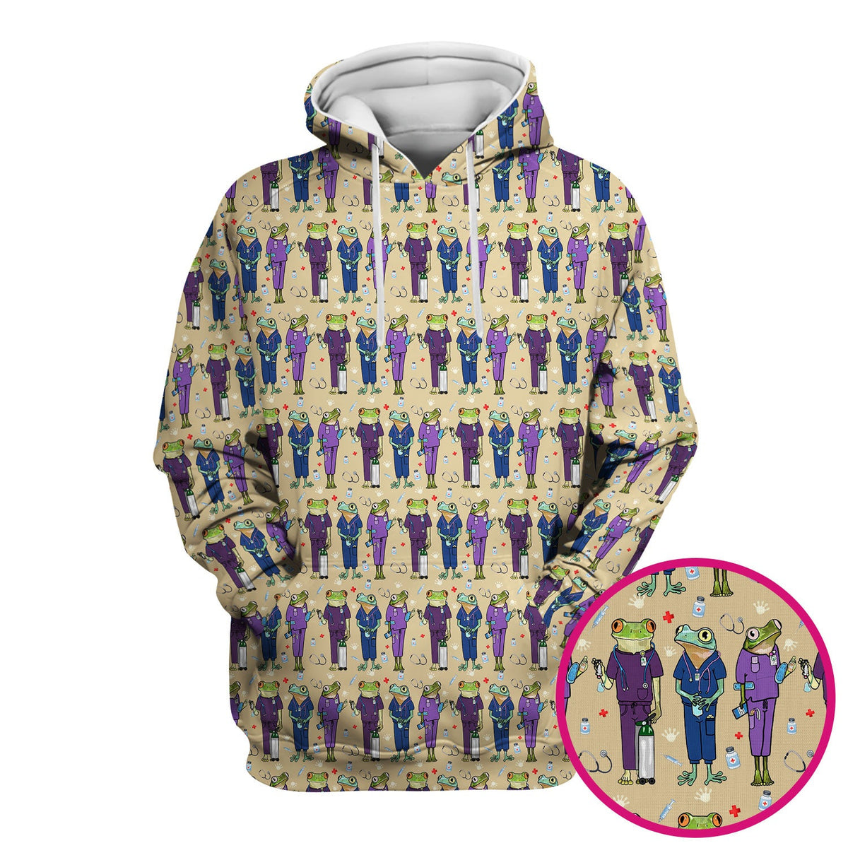 Frog Print Nurse Scrub Top