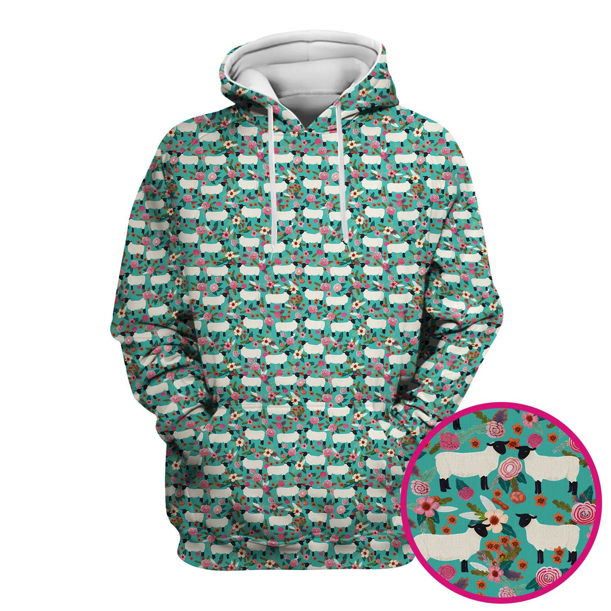 Sheep Floral Meadow Nurse Scrub Top
