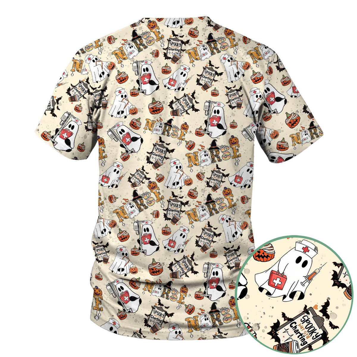 Spooky But Still Charting Nurse Scrub Top - Halloween Gift