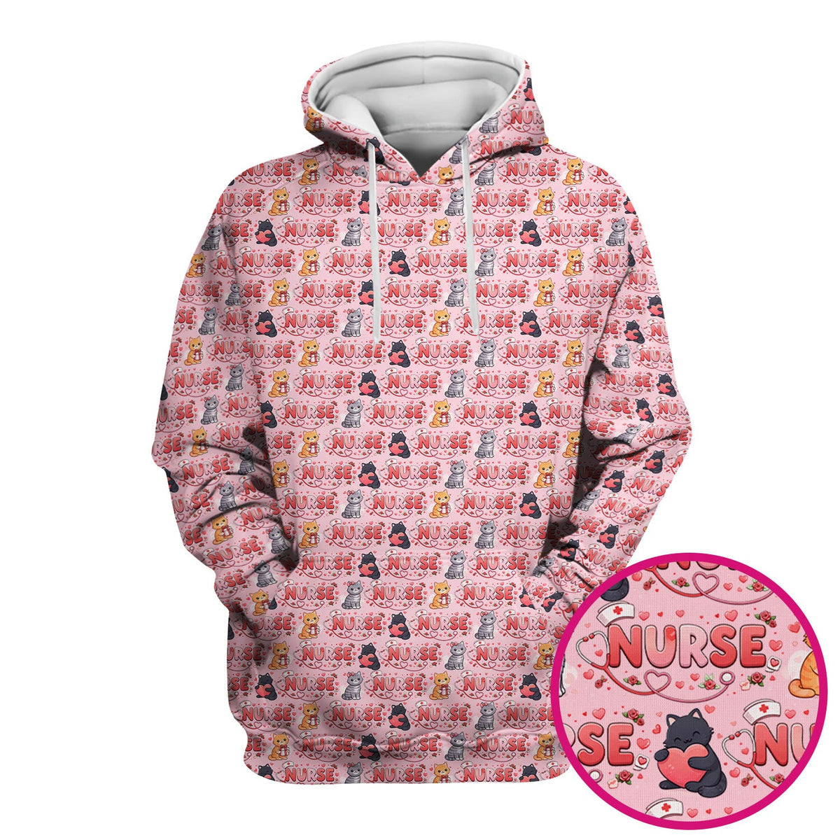 Cat Heart Nurse Scrub Top - Valentines Day Gift