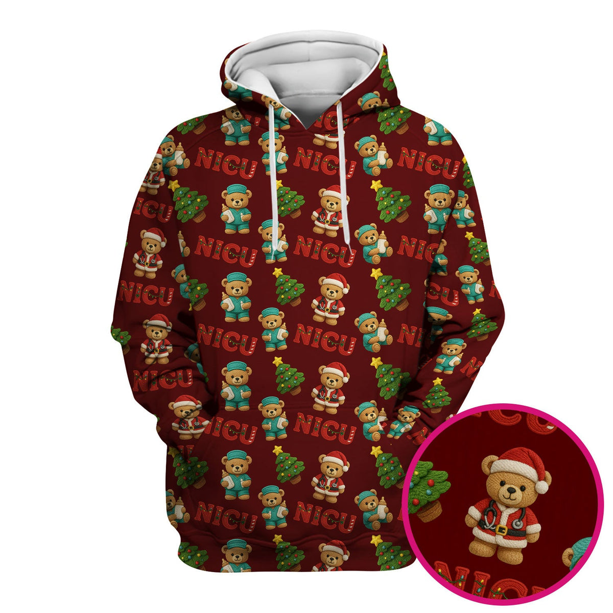 NICU Nurse Teddy Bear Scrub Top - Christmas Gift