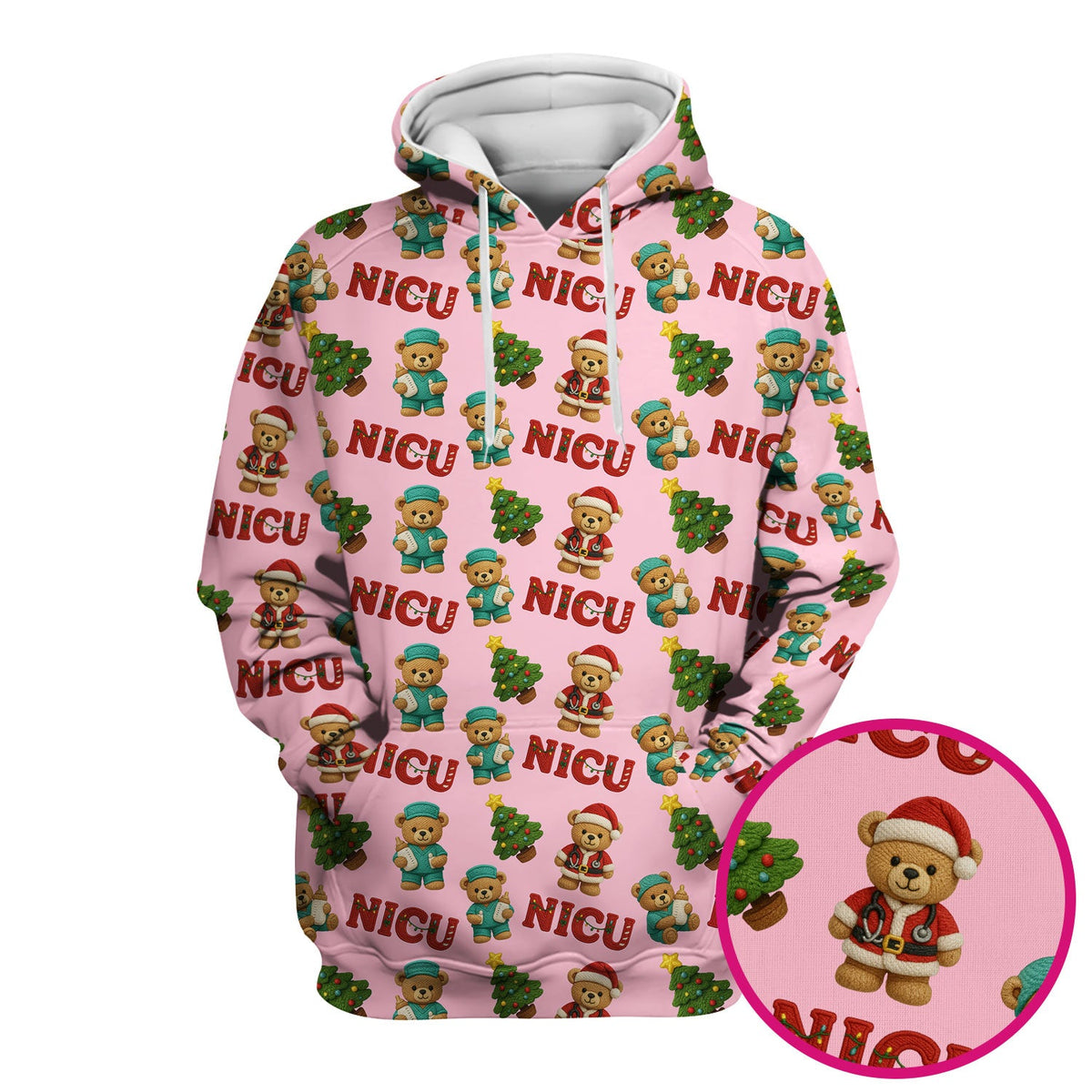 NICU Nurse Teddy Bear Scrub Top - Christmas Gift