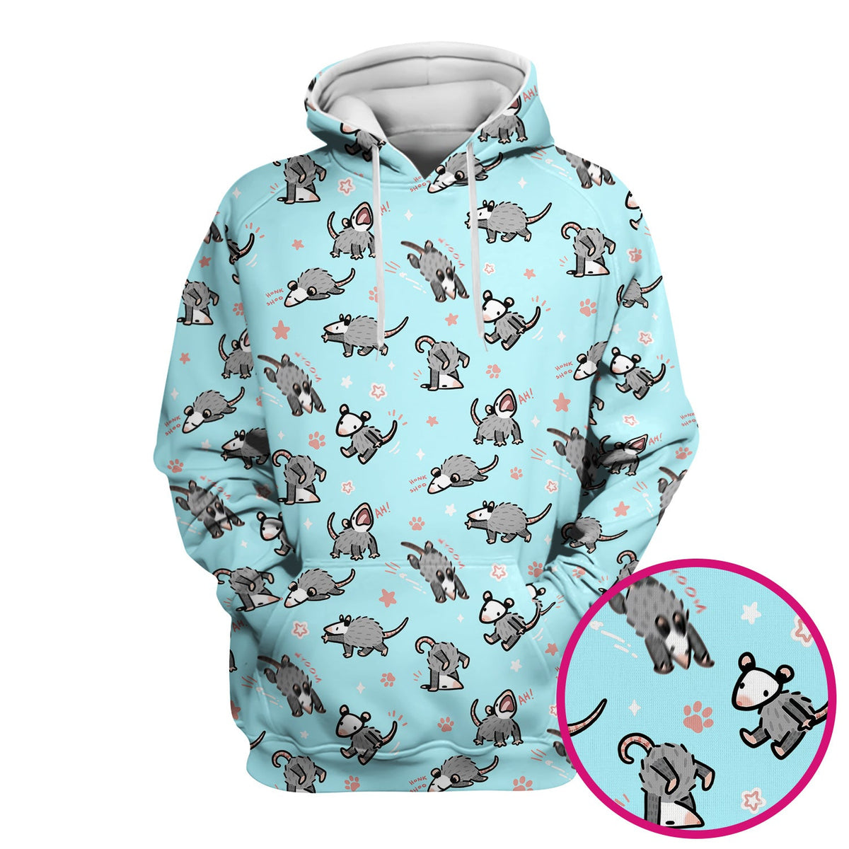 Cartoon Opossum Nurse Scrub Top