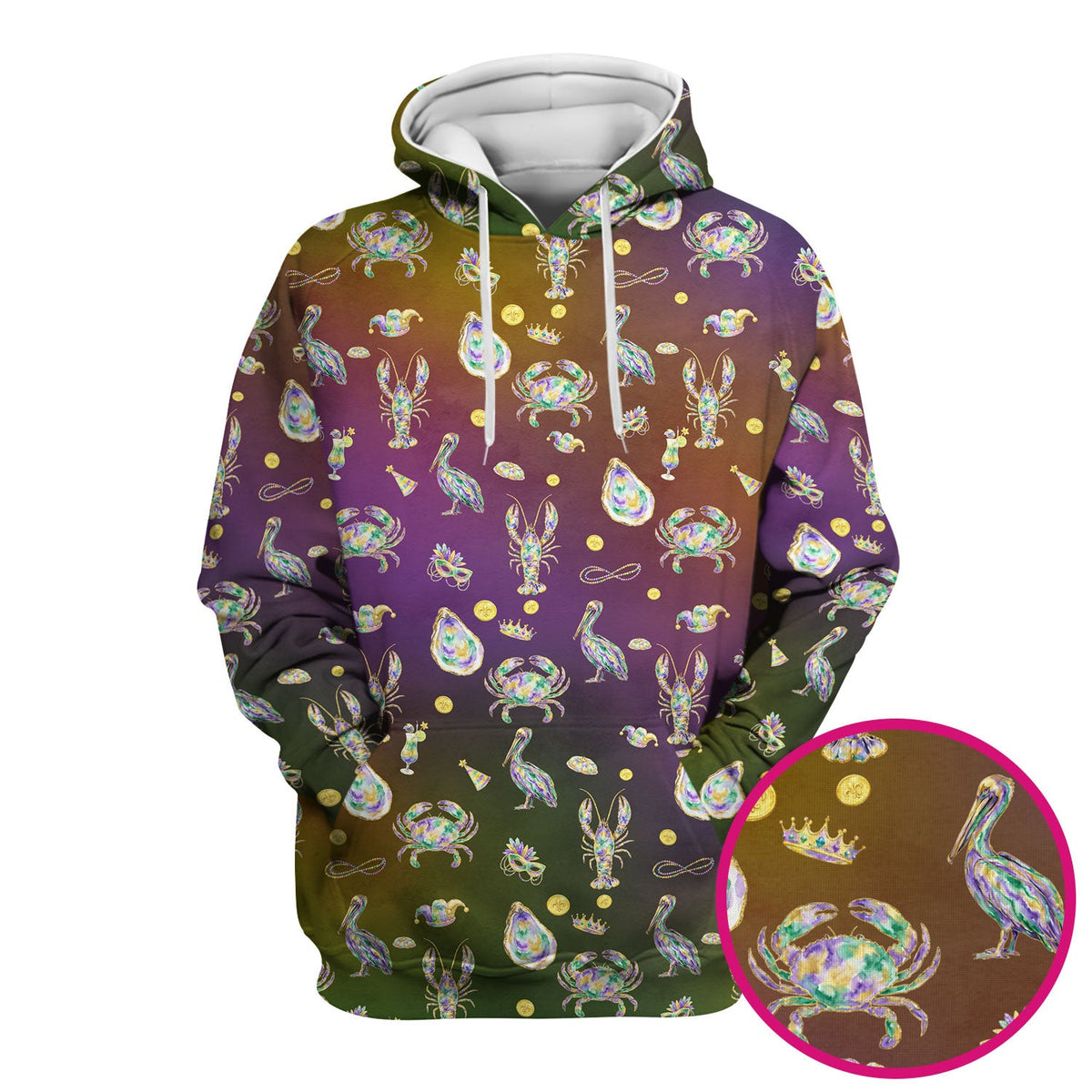 Mardi Gras Seafood Nurse Scrub Top