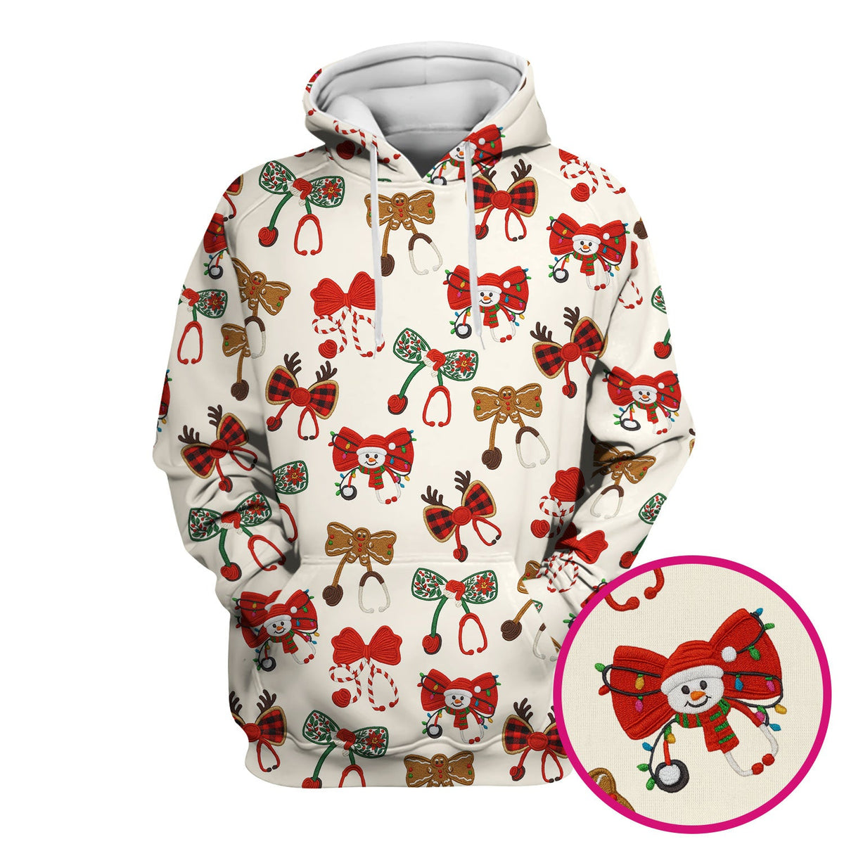 Christmas Stethoscope Bow Nurse Scrub Top