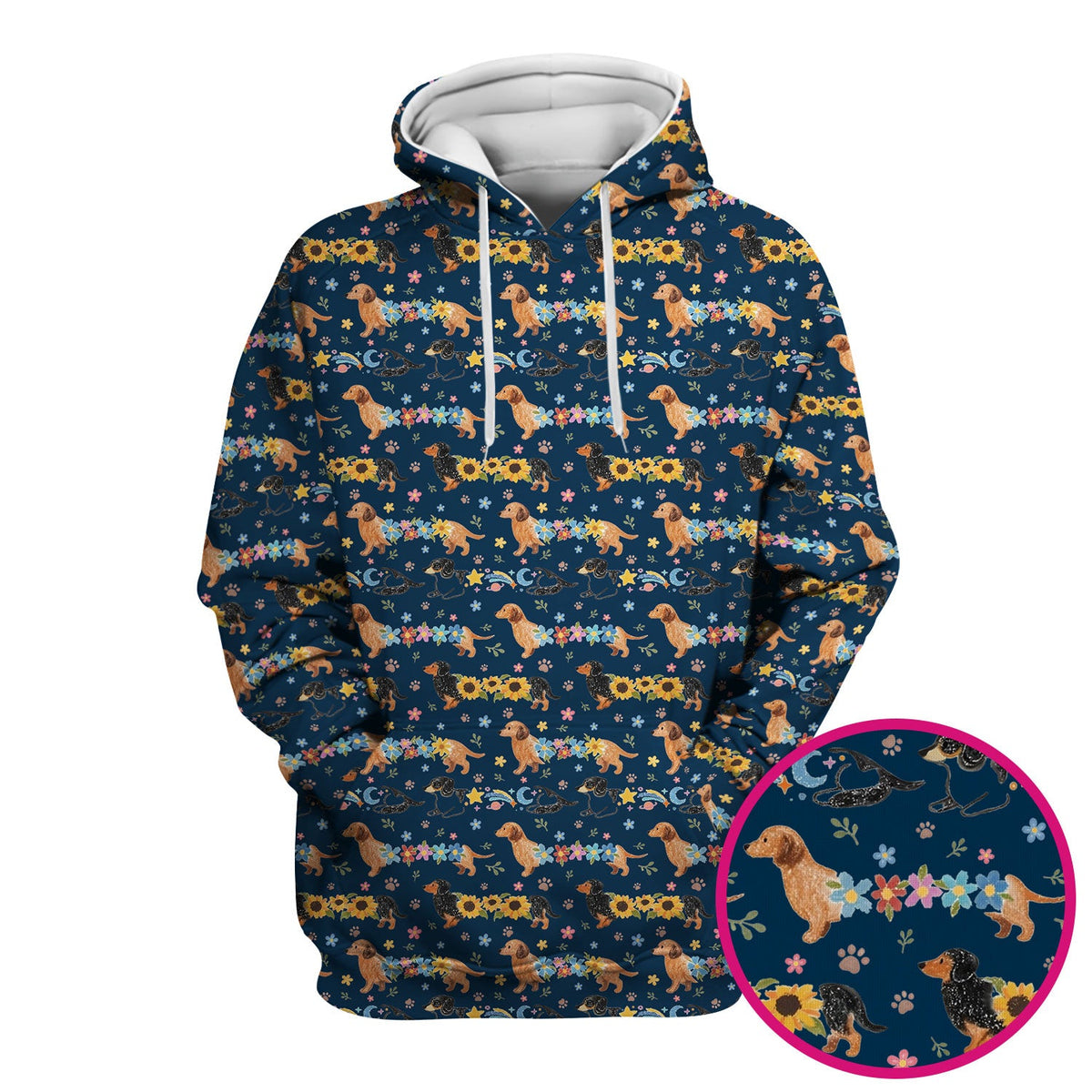 Floral Wiener Dog Nurse Scrub Top