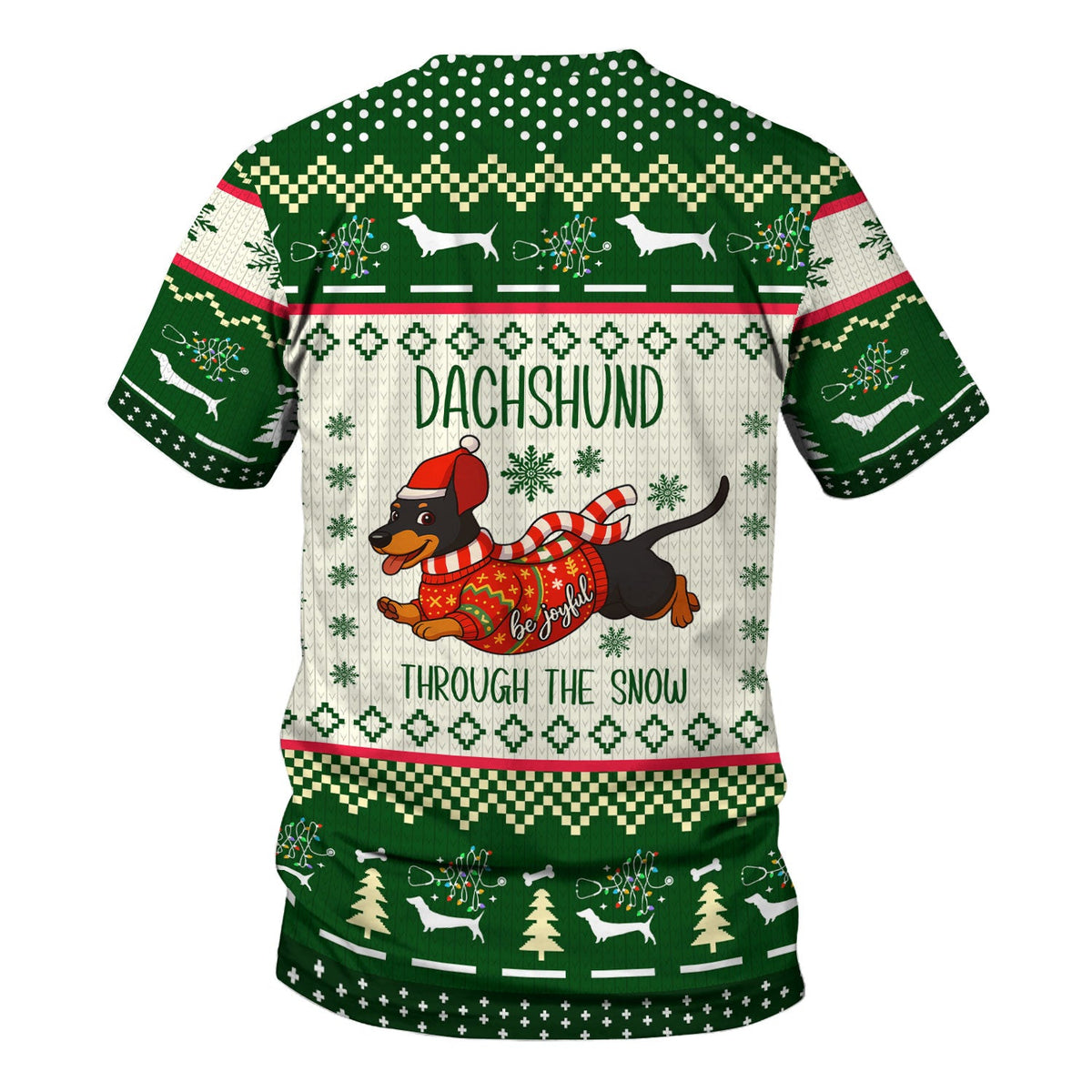 Wiener Dog Through The Snow Christmas Nurse Scrub Top