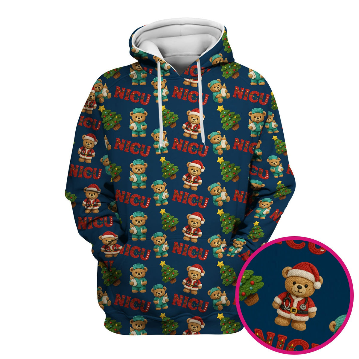 NICU Nurse Teddy Bear Scrub Top - Christmas Gift