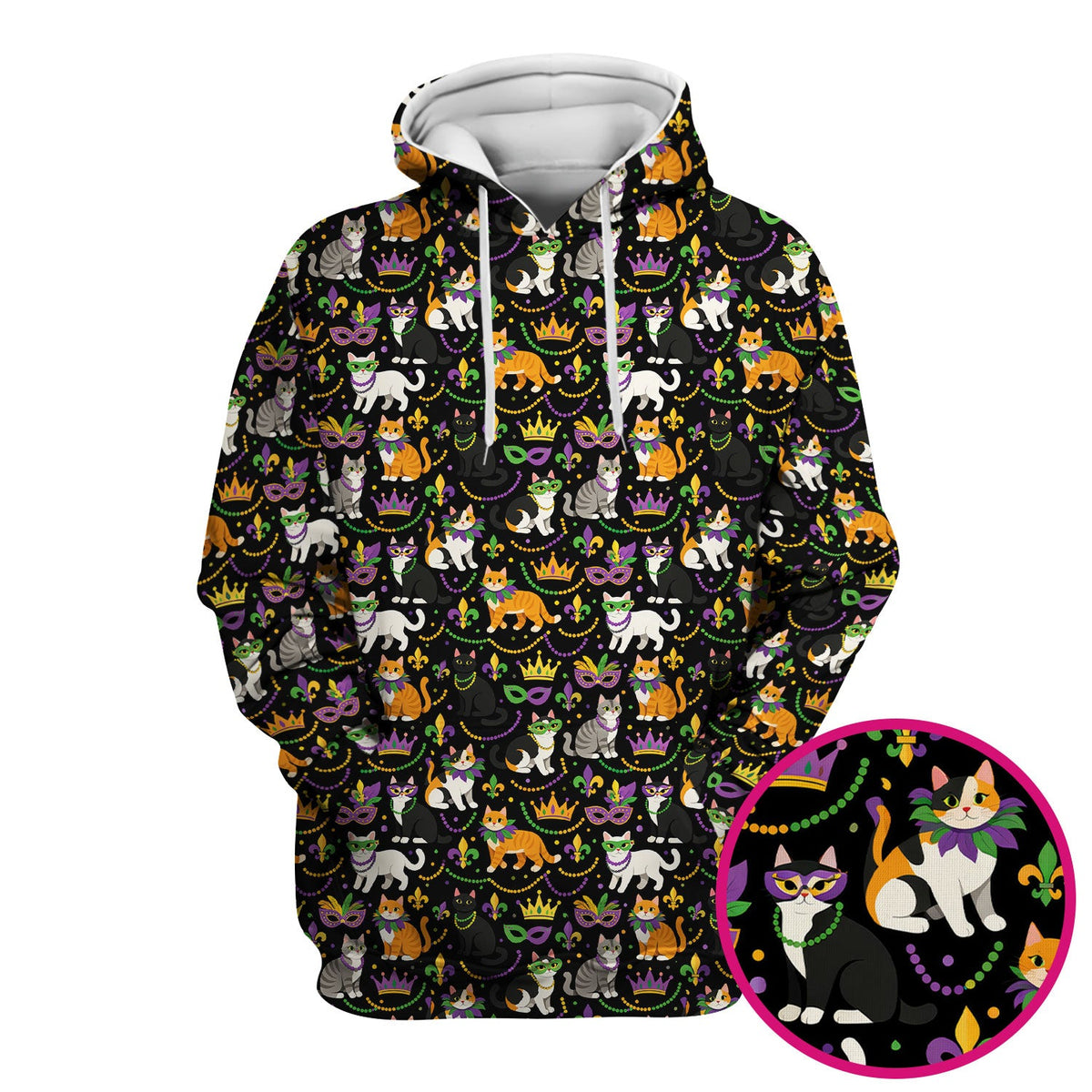 Cat Mardi Gras Nurse Scrub Top