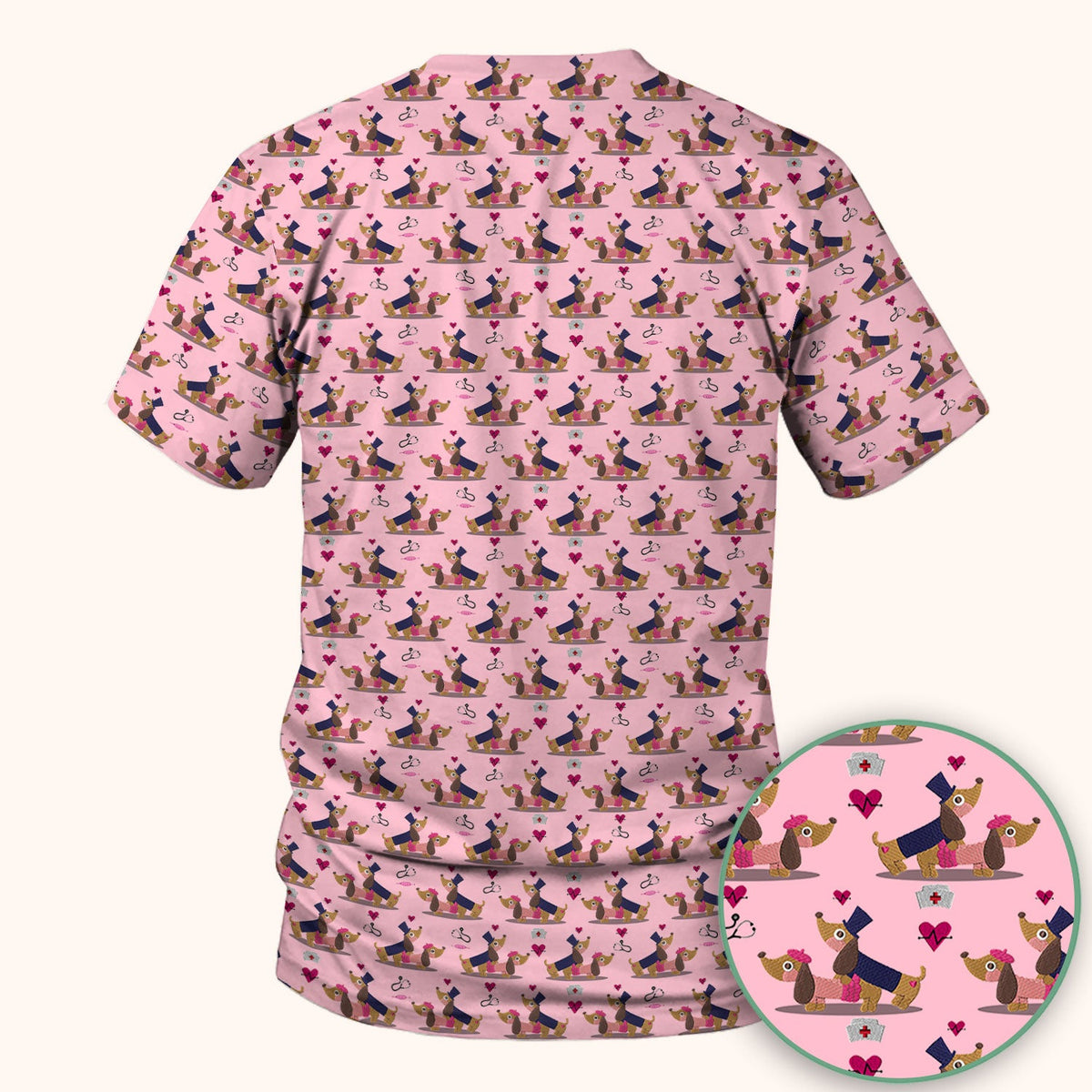 Dachshund Nurse Scrub Top - Valentines Day Gift