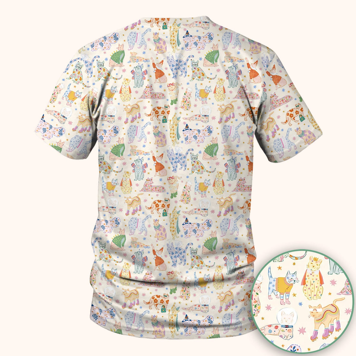 Colorful Cats Nurse Scrub Top