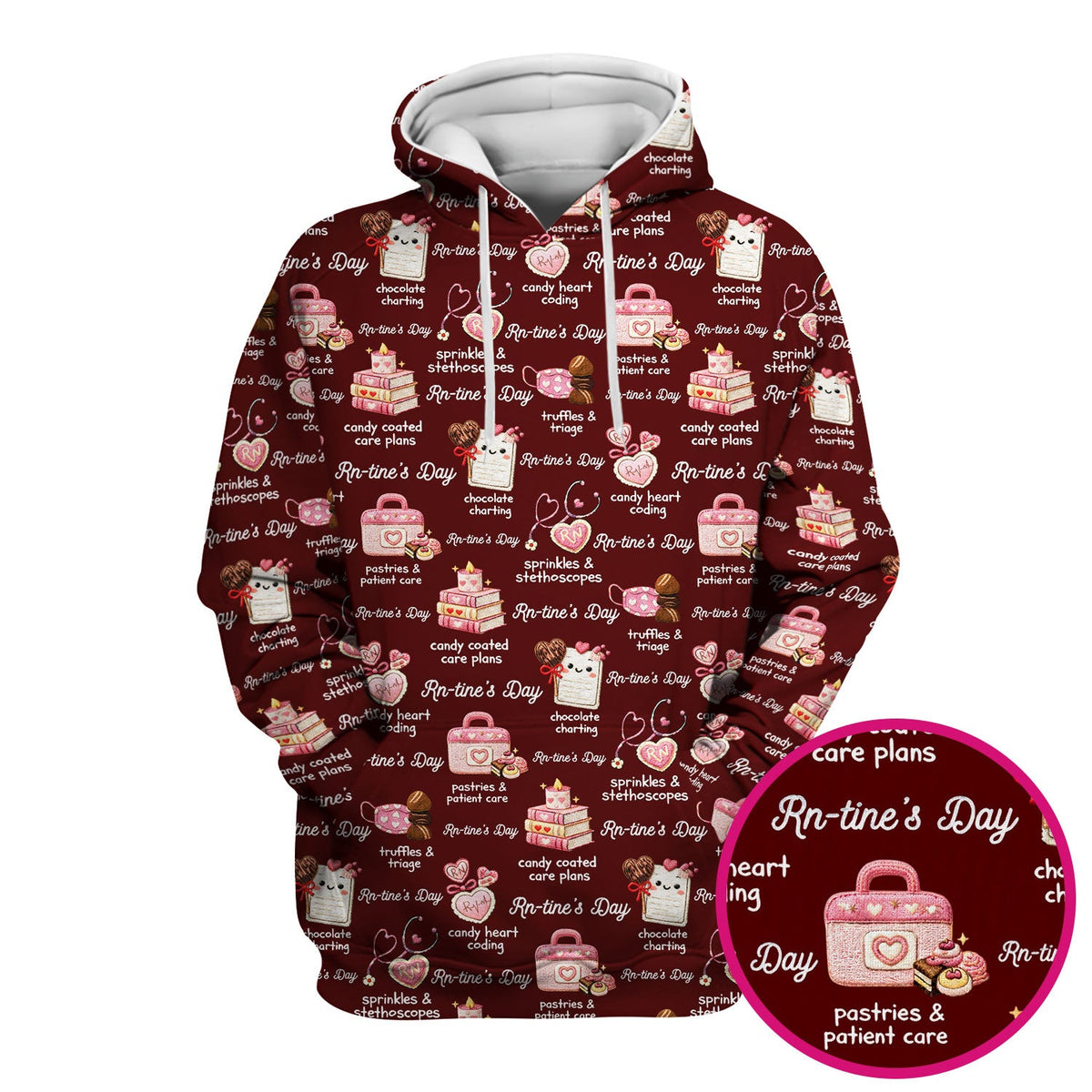RN Sweets Valentine Stethoscope Nurse Scrub Top
