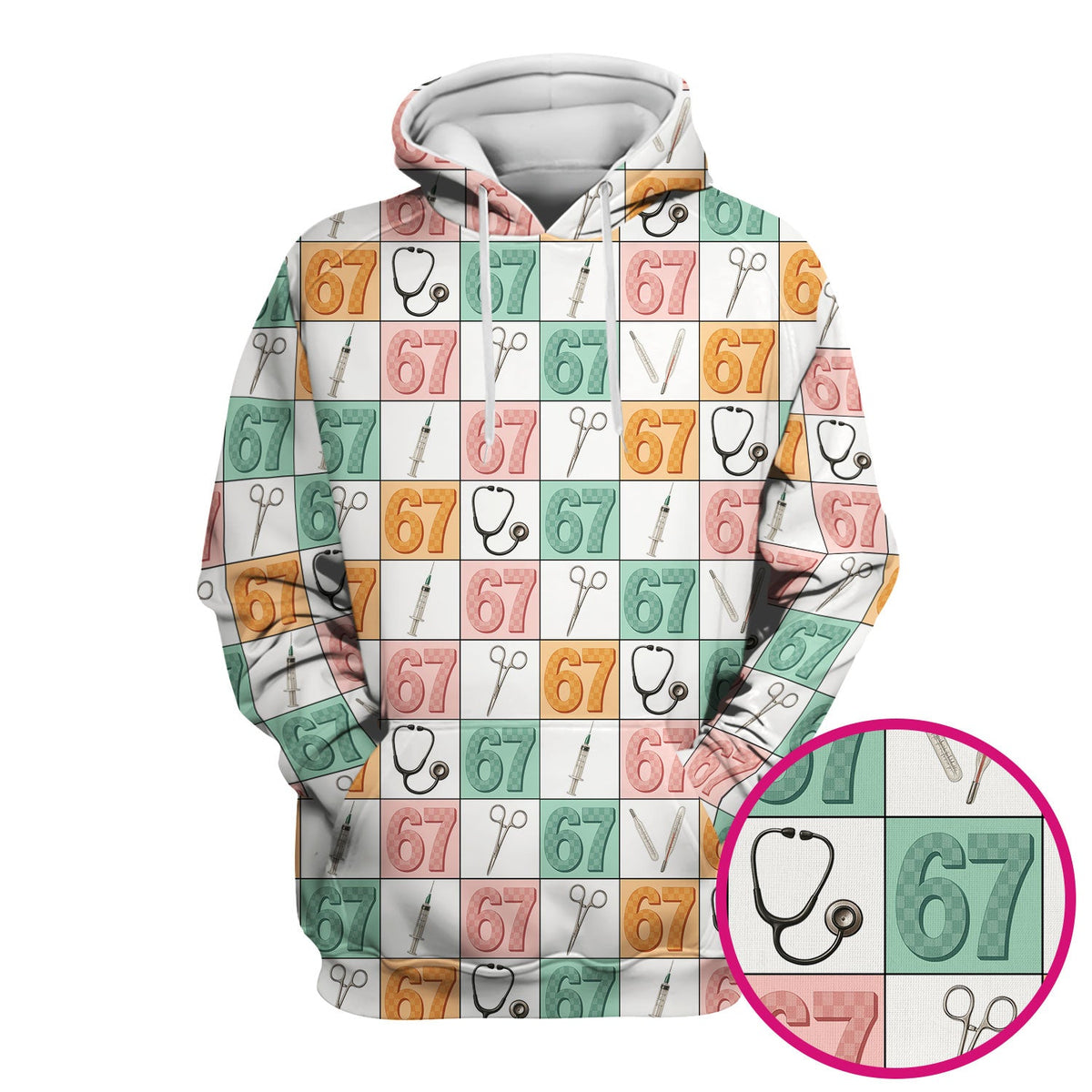 67 Patchwork Medical Tools Nurse Scrub Top