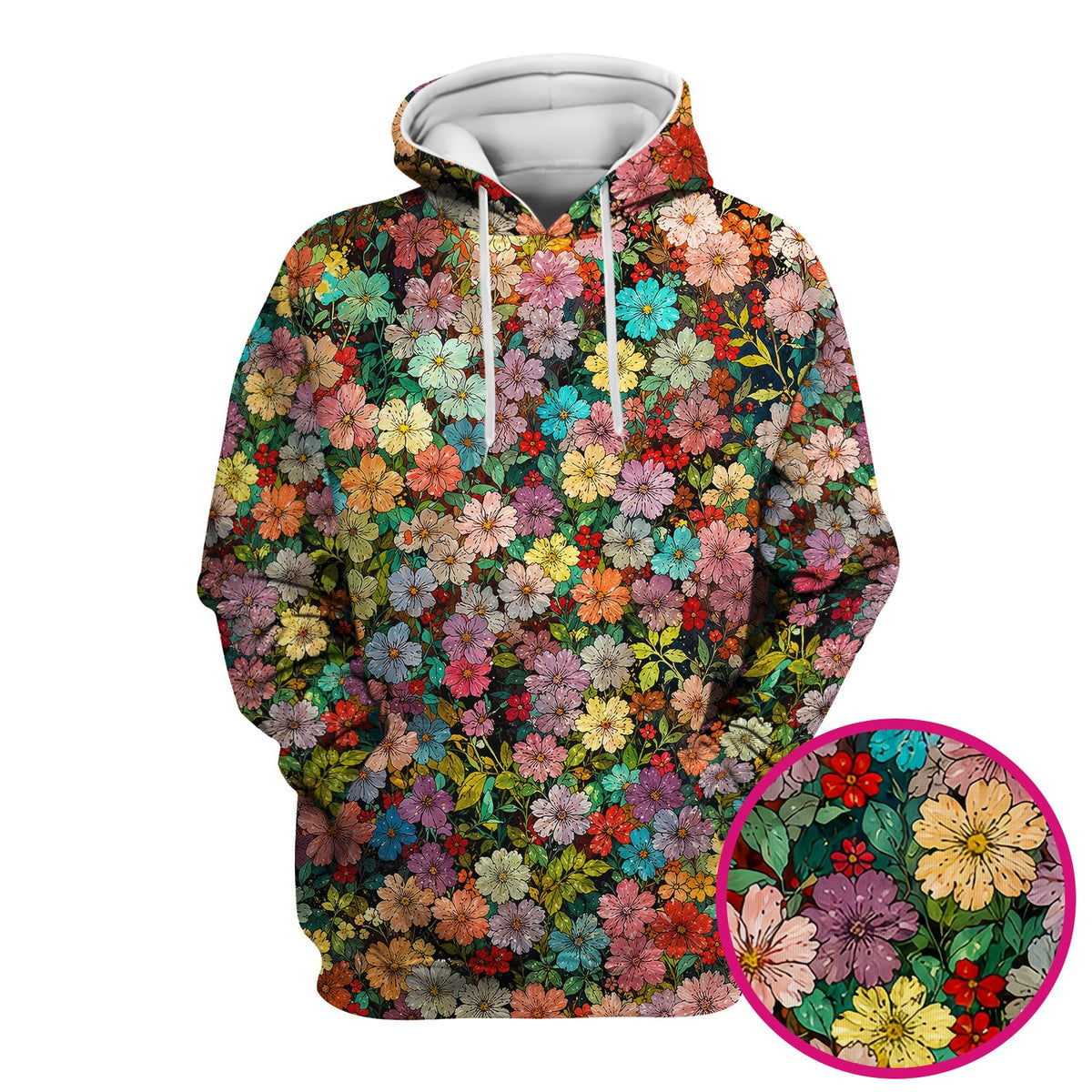 Colorful Wildflower Garden Bloom Pattern Nurse Scrub Top