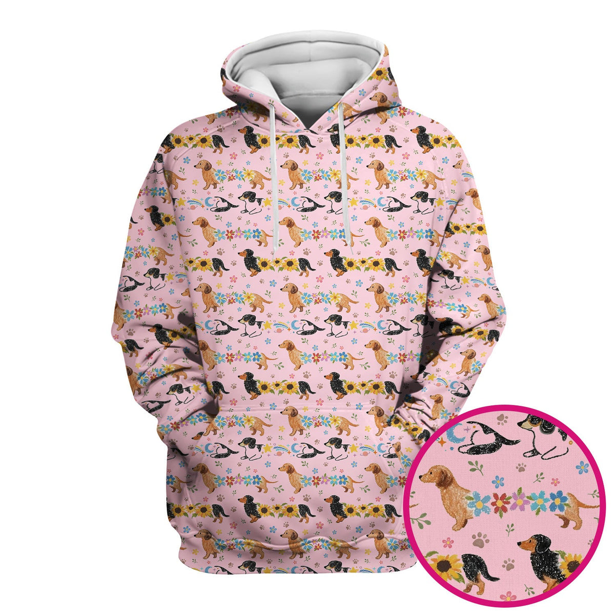 Floral Wiener Dog Nurse Scrub Top