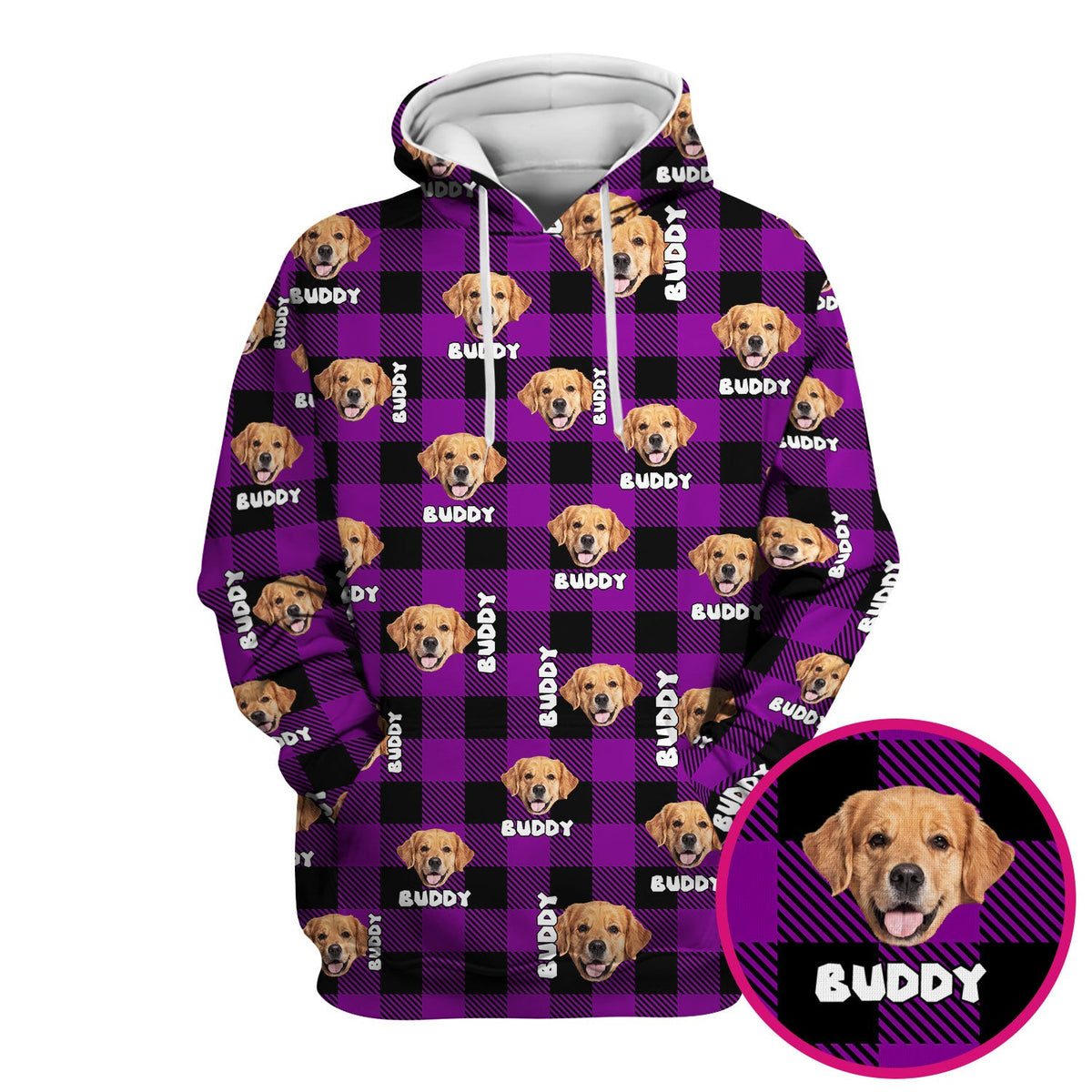 Custom Dog Face Scrub Top, Personalized Pet Photo Checkered Pattern Shirt, Custom Name Vet Tech Gift For Nursing