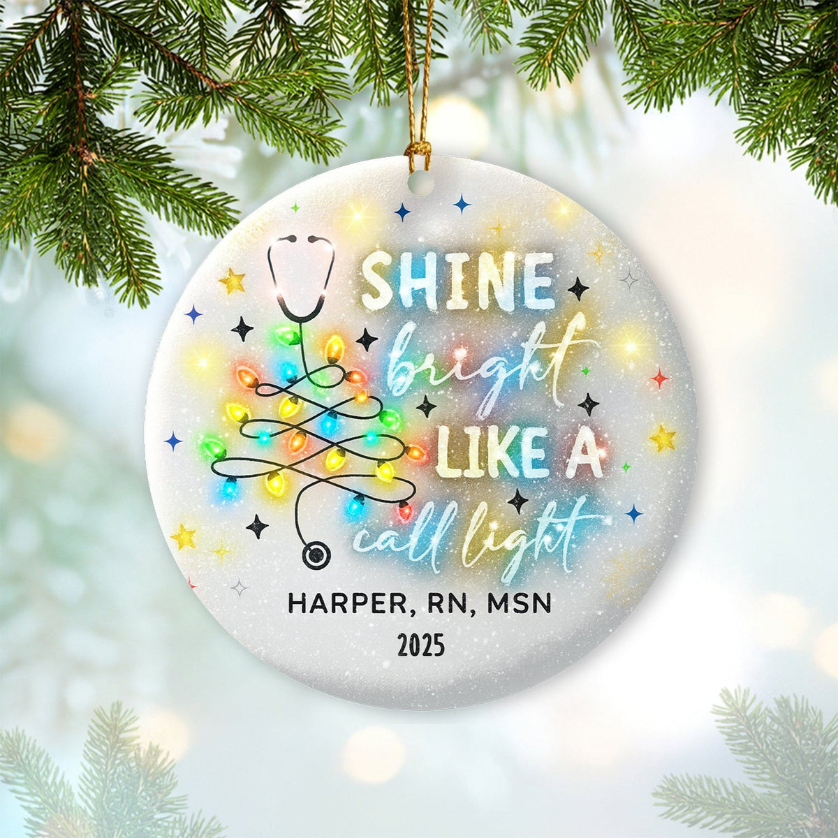 Personalized Shine Bright Call Light Nurse Ornament
