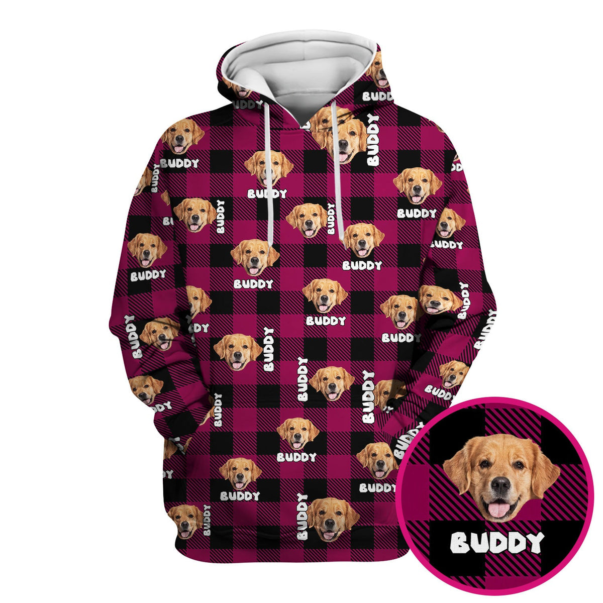 Custom Dog Face Scrub Top, Personalized Pet Photo Checkered Pattern Shirt, Custom Name Vet Tech Gift For Nursing
