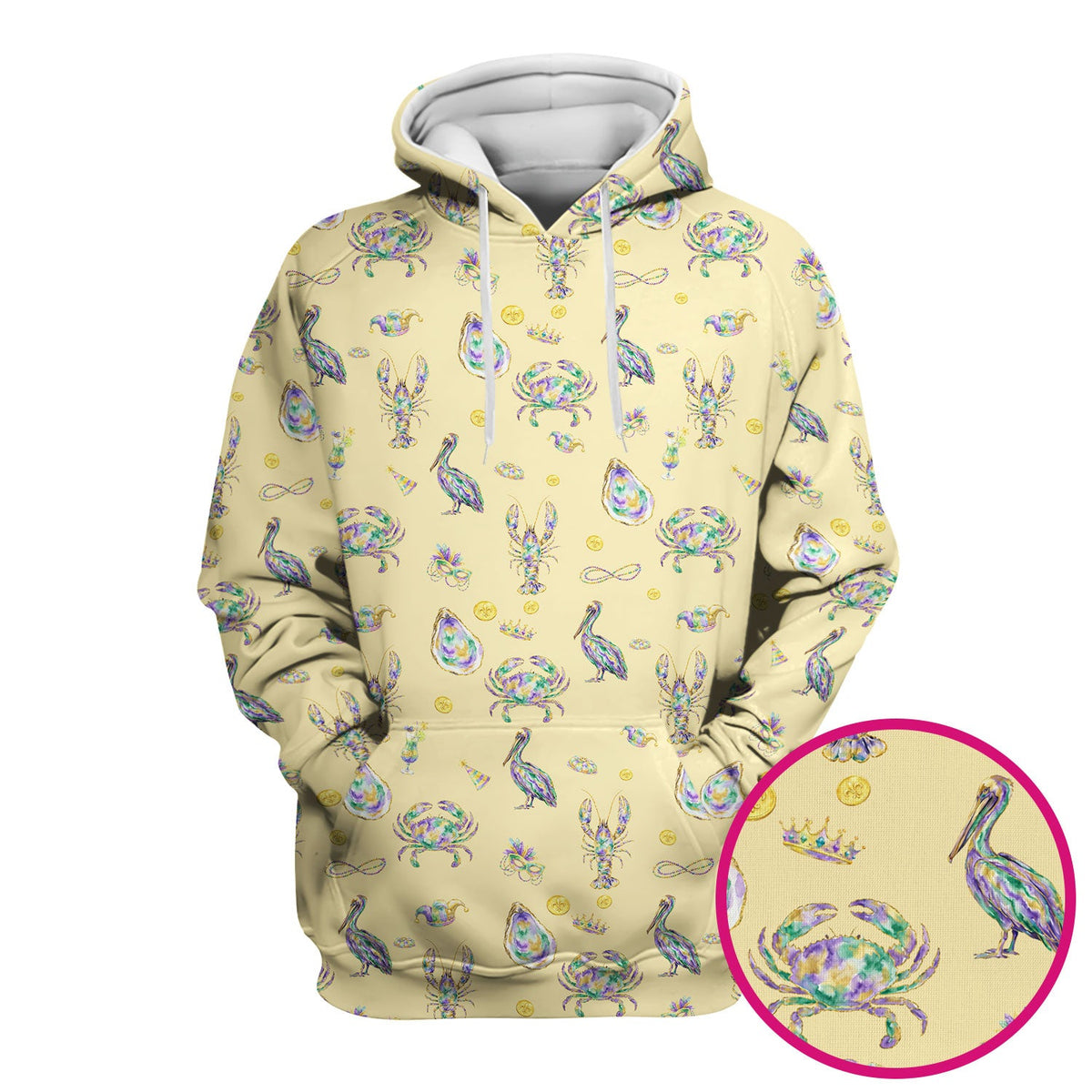 Mardi Gras Seafood Nurse Scrub Top
