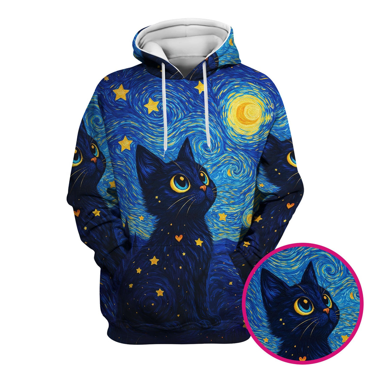 Black Cat Starry Night Nurse Scrub Top