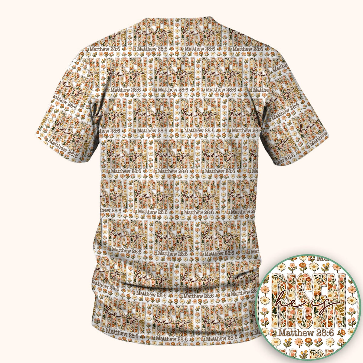 Christian Resurrection Floral Nurse Scrub Top