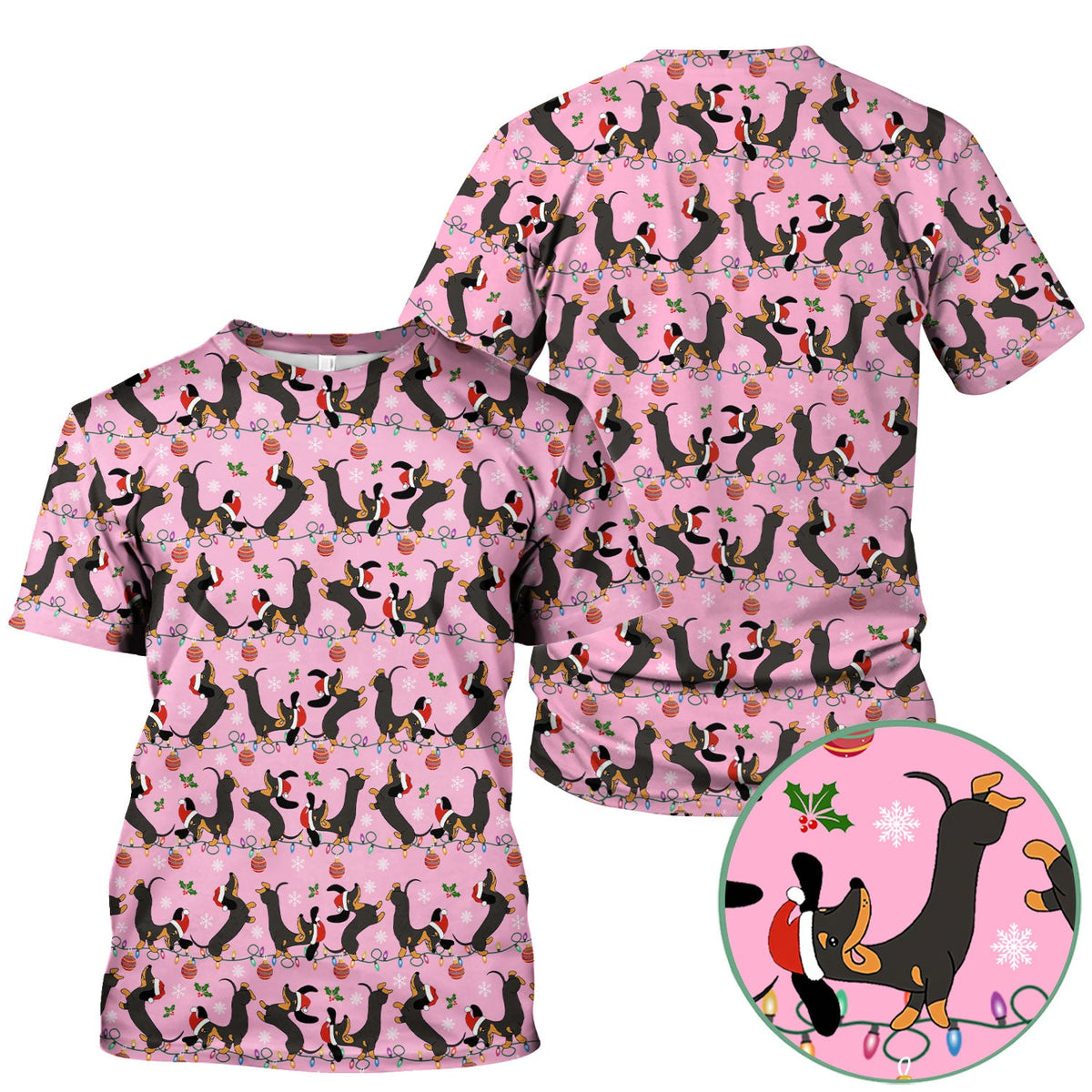 Christmas Dachshund Scrub Top - Cute Wiener Dog Holiday Nurse Shirt for Women - Festive Medical Uniform for RN CNA LPN