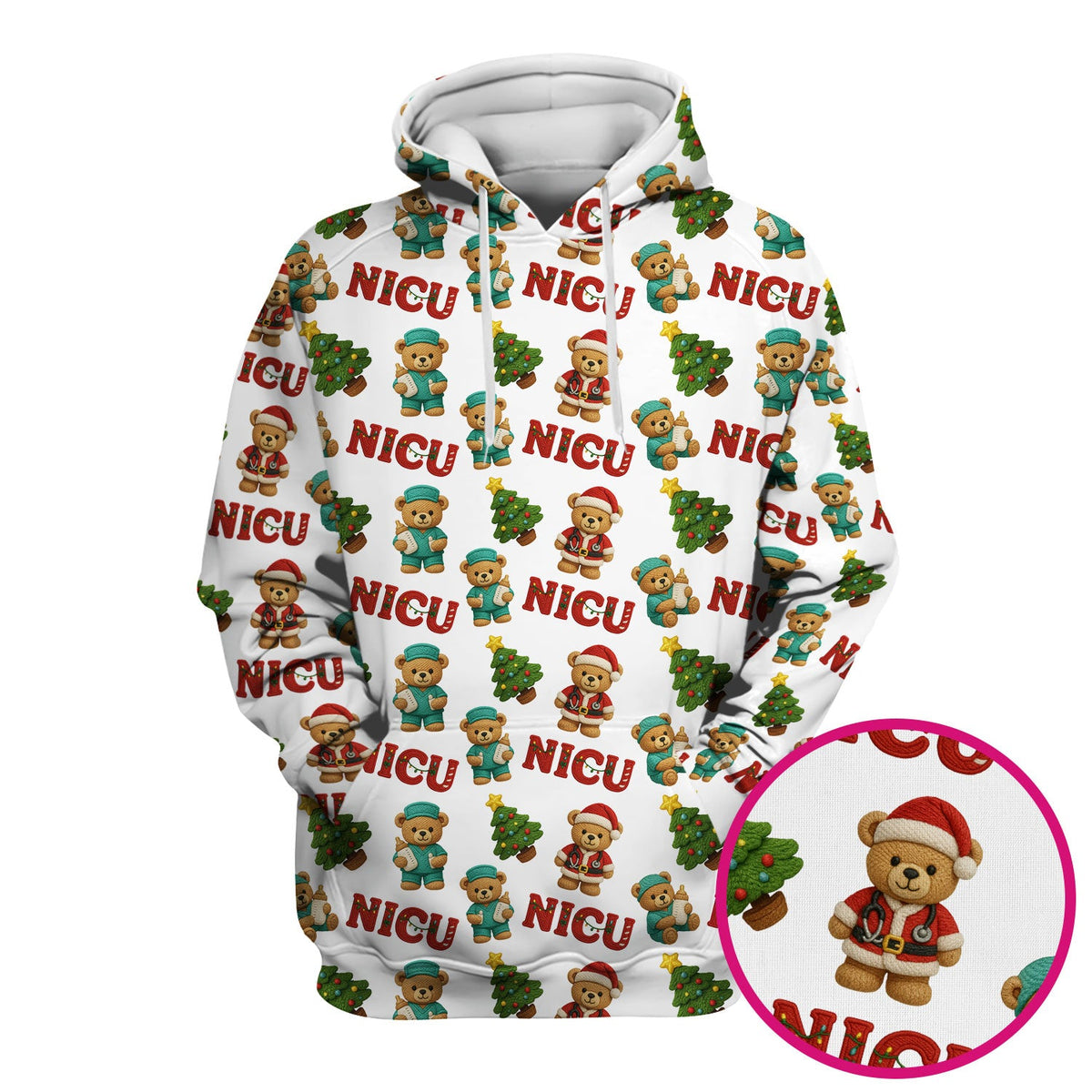 NICU Nurse Teddy Bear Scrub Top - Christmas Gift