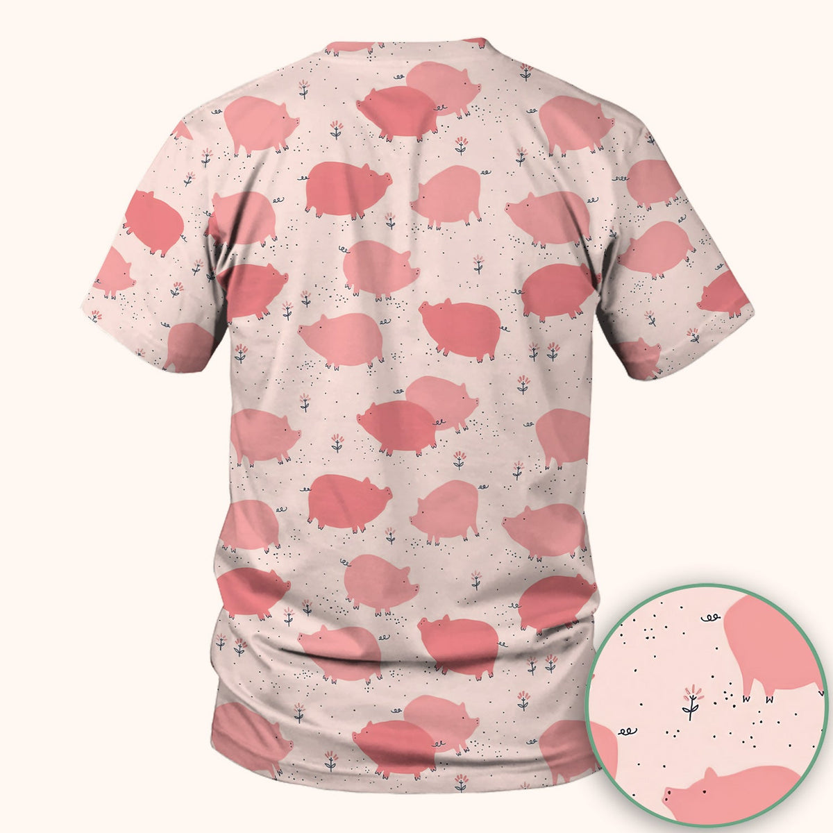 Pink Pig Farm Nurse Scrub Top