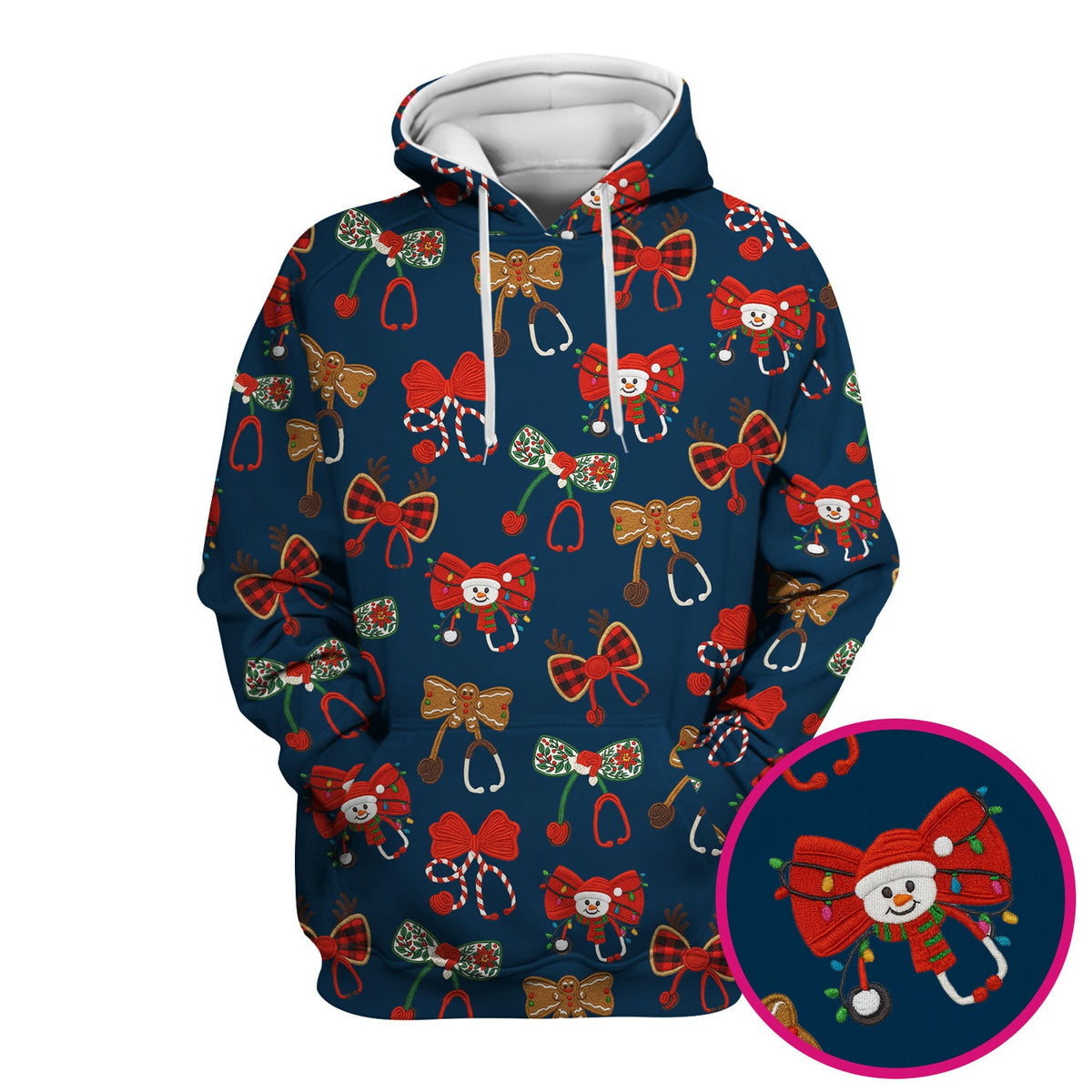 Christmas Stethoscope Bow Nurse Scrub Top