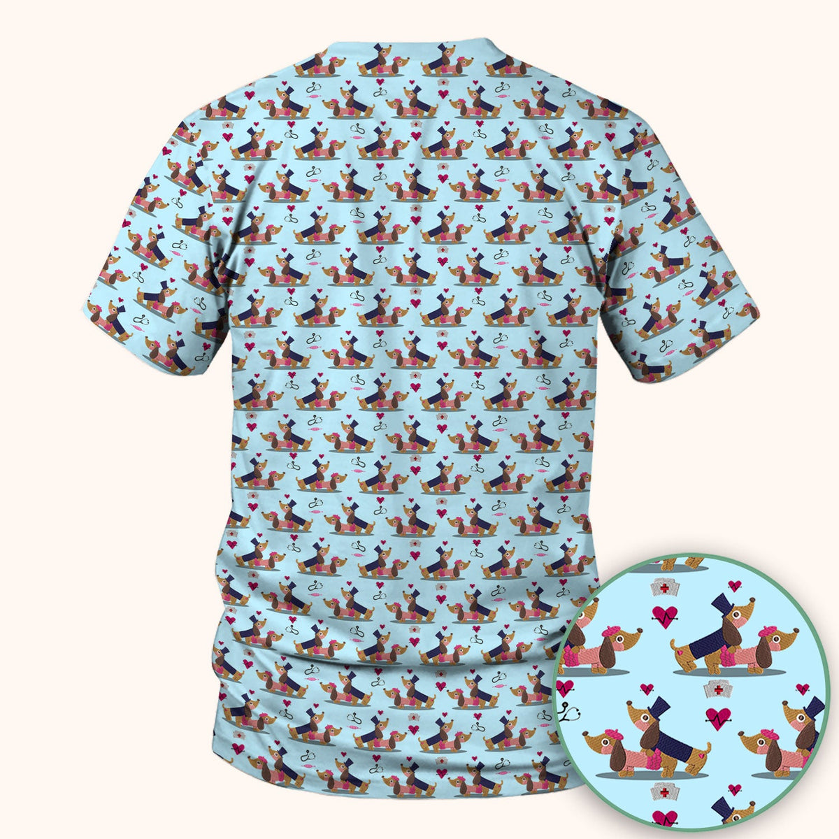 Dachshund Nurse Scrub Top - Valentines Day Gift